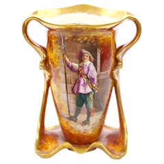 Antique Royal Bonn German Porcelain Hand-Painted & Gilt Figural Decorative Vases