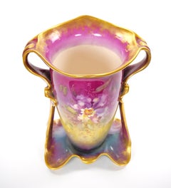 Antique Royal Bonn German Porcelain Hand-Painted & Gilt Floral Decorative Vases