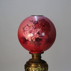 Antique Royal Bradley & Hubbard School Adjustable Brass Oil Piano Lamp C1890