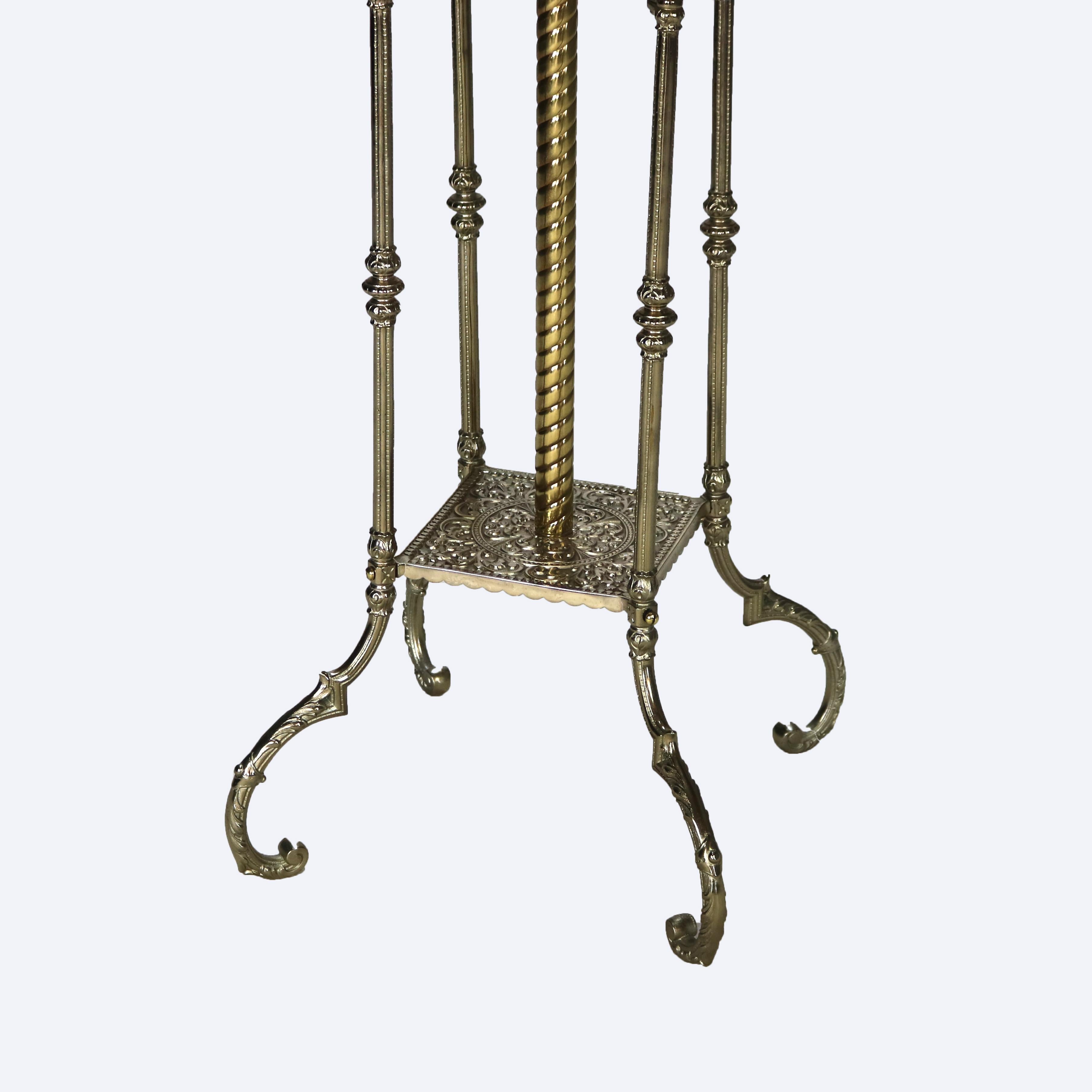19th Century Antique Royal Bradley & Hubbard School Adjustable Brass Oil Piano Lamp C1890