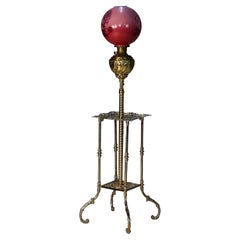 Antique Royal Bradley & Hubbard School Adjustable Brass Oil Piano Lamp C1890