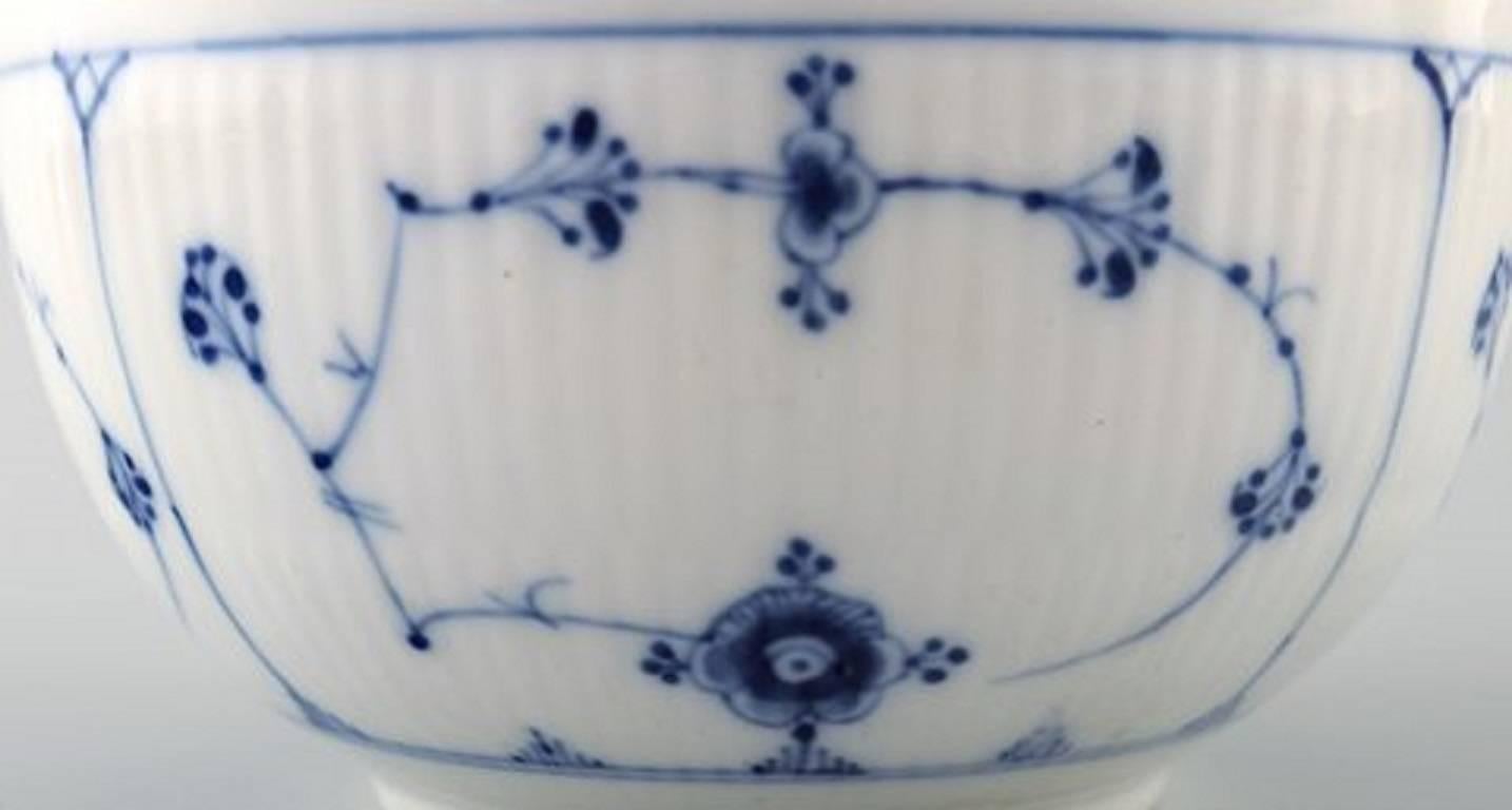 Neoclassical Antique Royal Copenhagen Blue Fluted Bowl, Mid-1800s