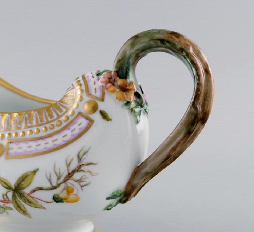 20th Century Antique Royal Copenhagen Flora Danica Sauce Jug in Hand-Painted Porcelain
