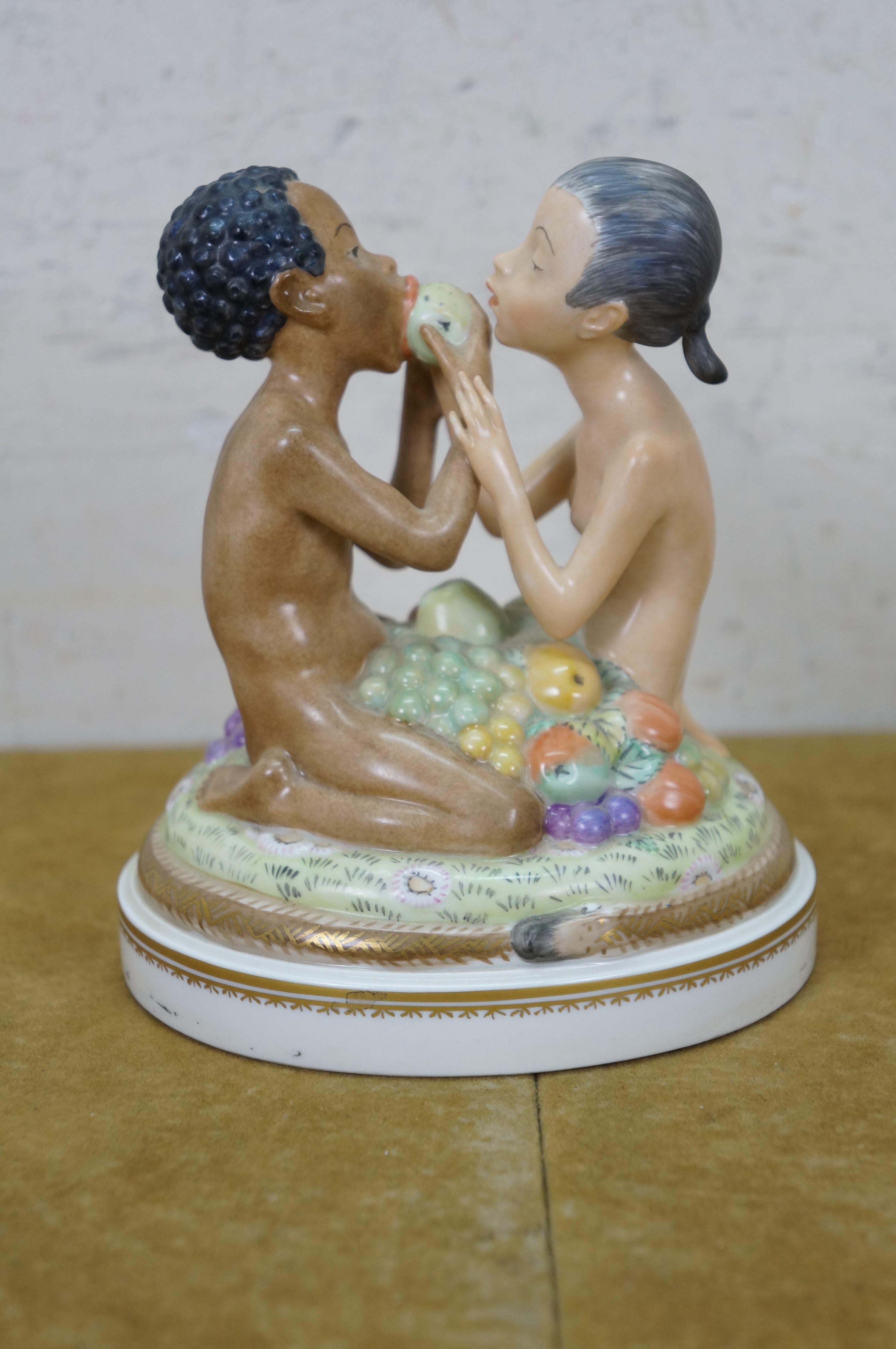 20th Century Antique Royal Copenhagen Hans Henrik Hansen Adam & Eve Porcelain Figurine 6