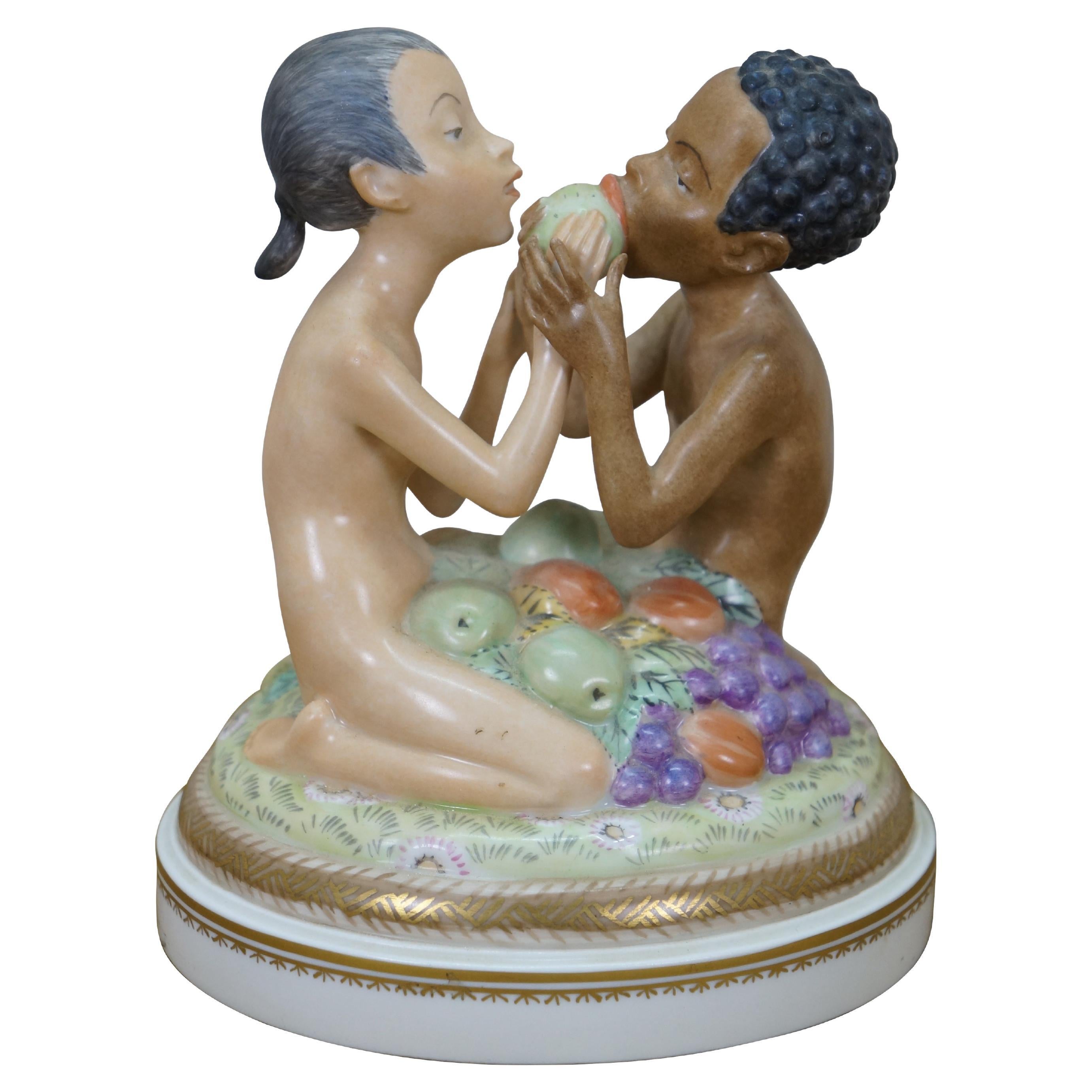Antique Royal Copenhagen Hans Henrik Hansen Adam & Eve Porcelain Figurine 6" For Sale