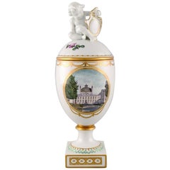 Antique Royal Copenhagen Lidded Trophy in Hand Painted Porcelain