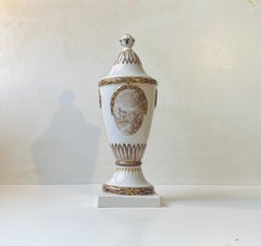 Antique Royal Copenhagen Porcelain Urne or Lidded Vase with Hand-painted motifs