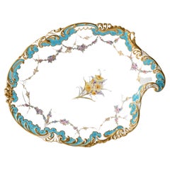 Antique Royal Crown Derby Pastry or Serving Dish, Turquoise & Gilt circa 1895