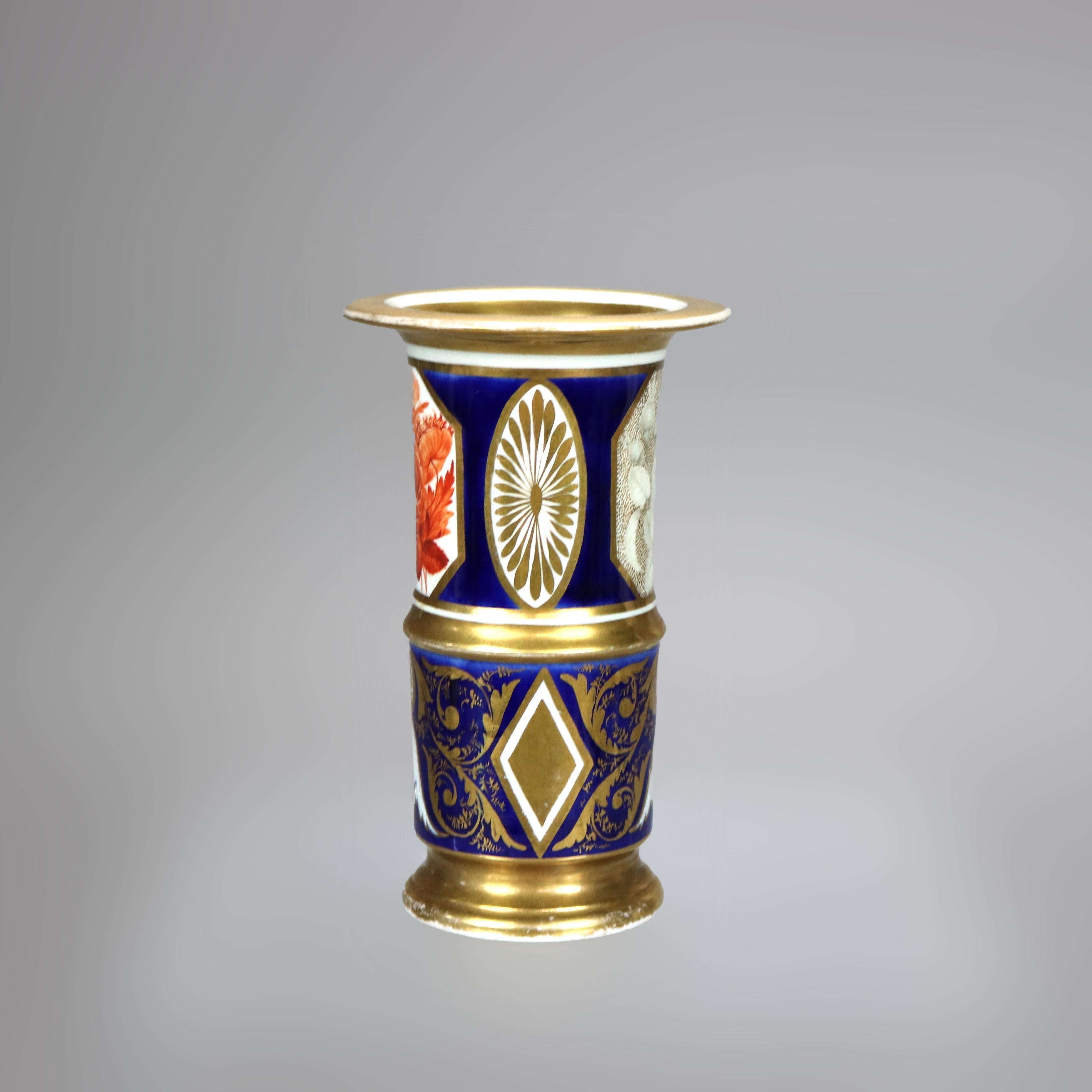 Jarrón antiguo de porcelana Royal Crown Derby pintado a mano y dorado con peonías C1890 Dorado en venta