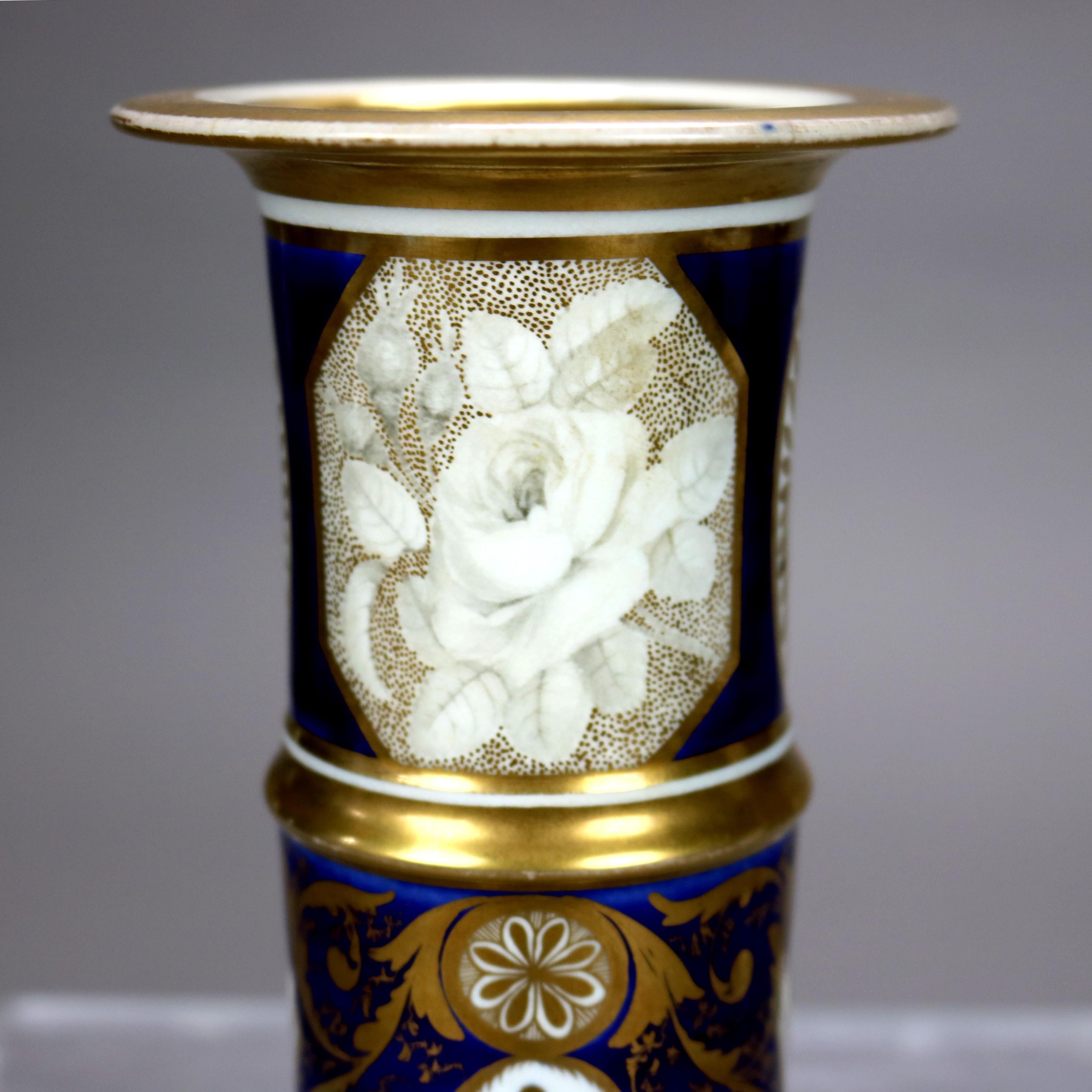 Jarrón antiguo de porcelana Royal Crown Derby pintado a mano y dorado con peonías C1890 en Bueno estado para la venta en Big Flats, NY
