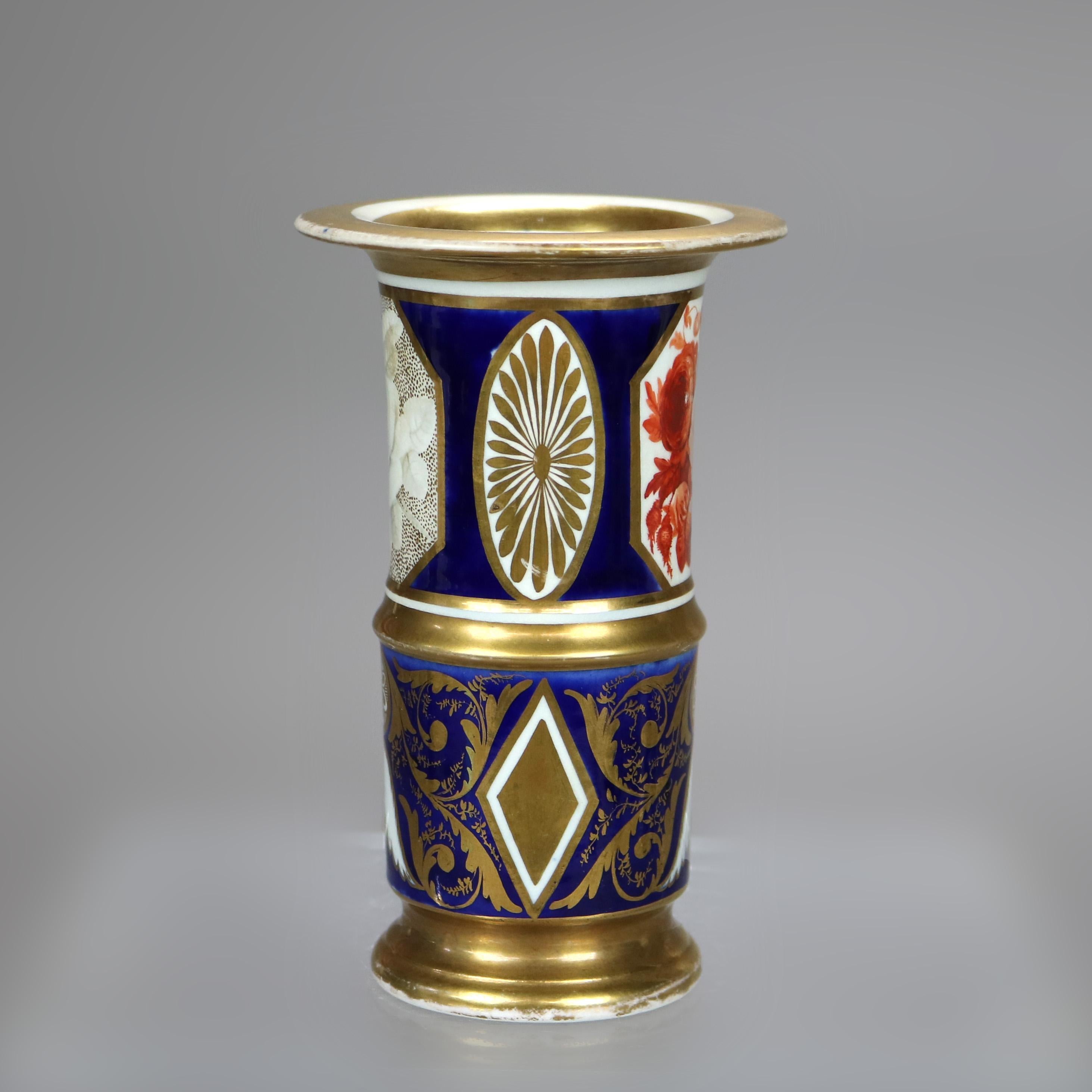 Jarrón antiguo de porcelana Royal Crown Derby pintado a mano y dorado con peonías C1890 siglo XIX en venta