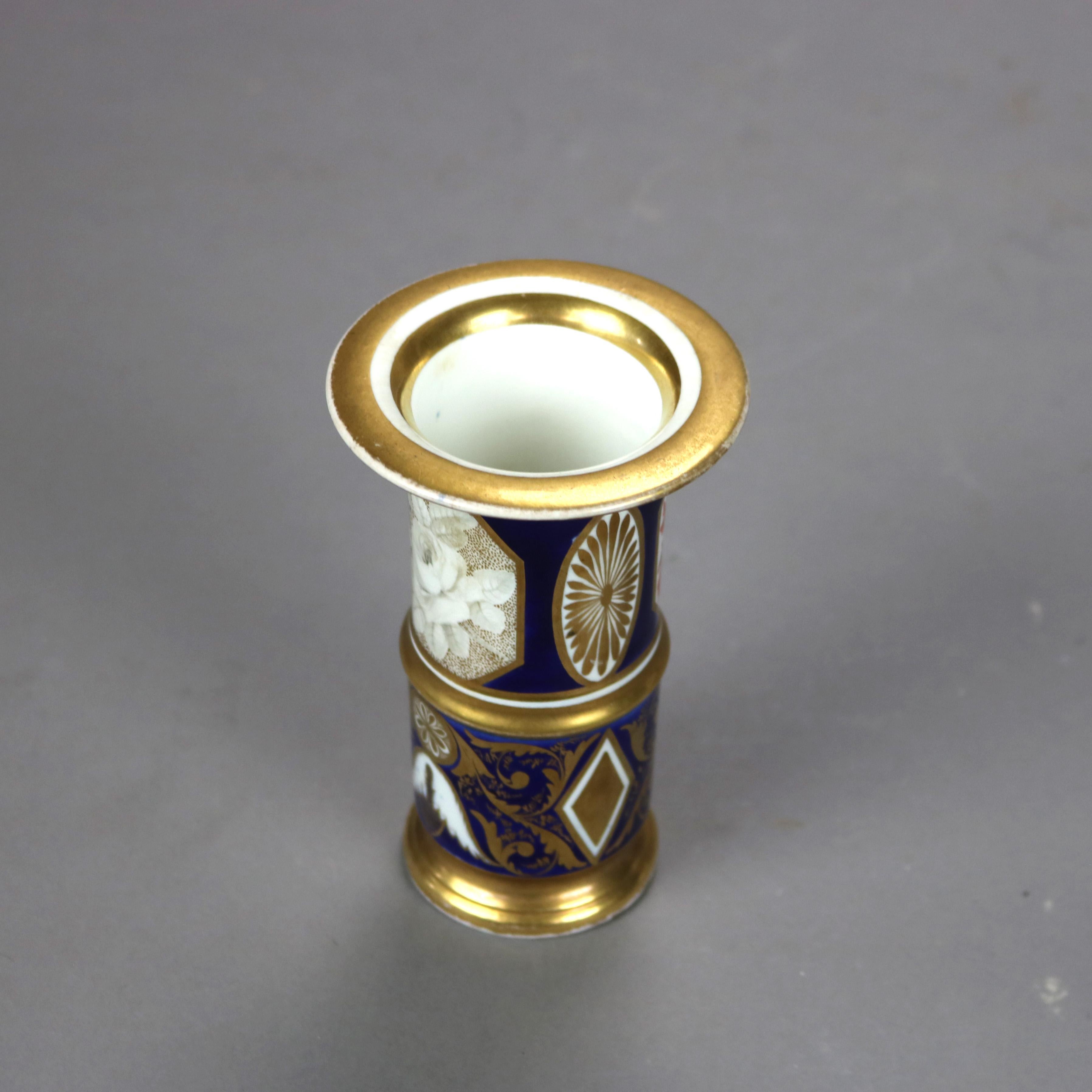 Jarrón antiguo de porcelana Royal Crown Derby pintado a mano y dorado con peonías C1890 Porcelana en venta