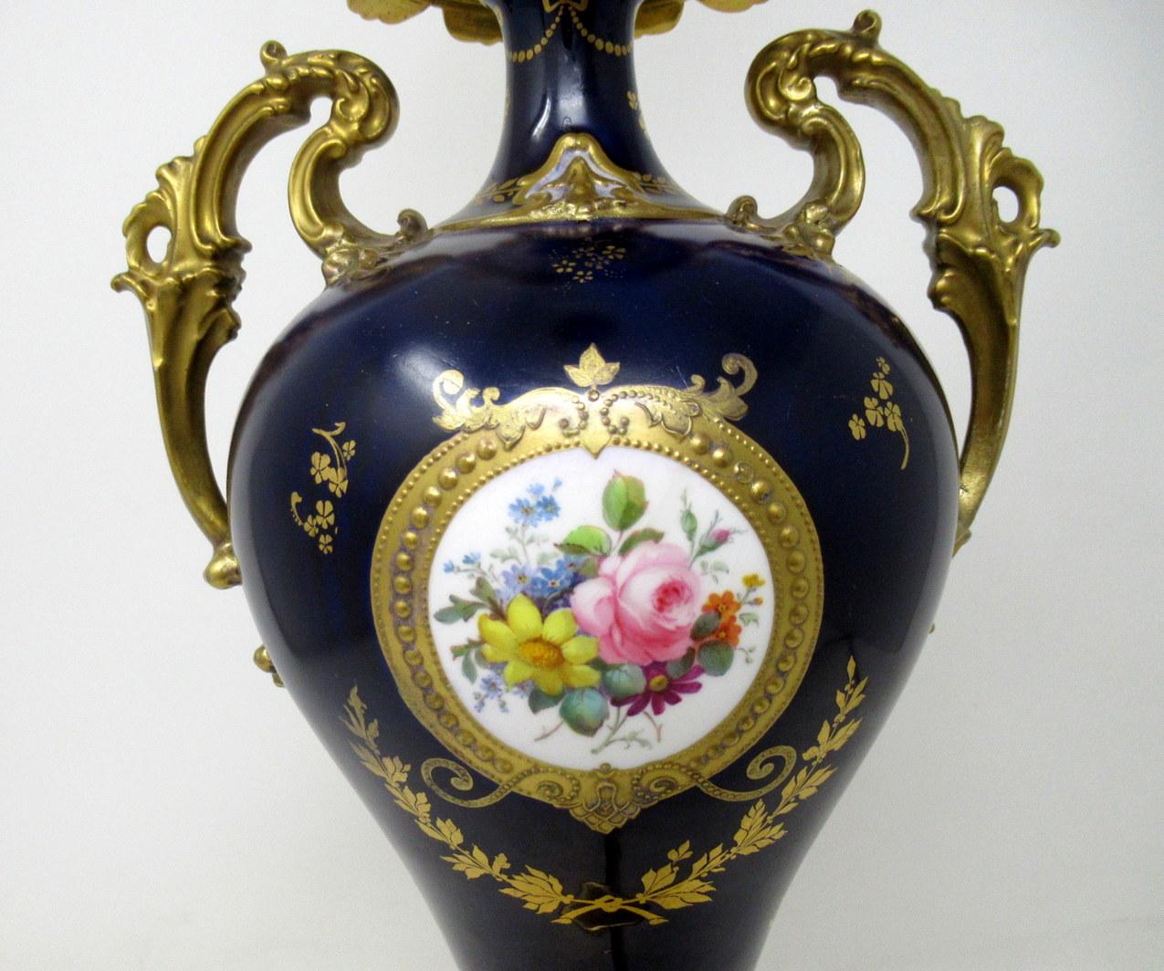 19th Century Antique Royal Crown Derby Porcelain Table Lamp Albert Gregory Still Life Flowers