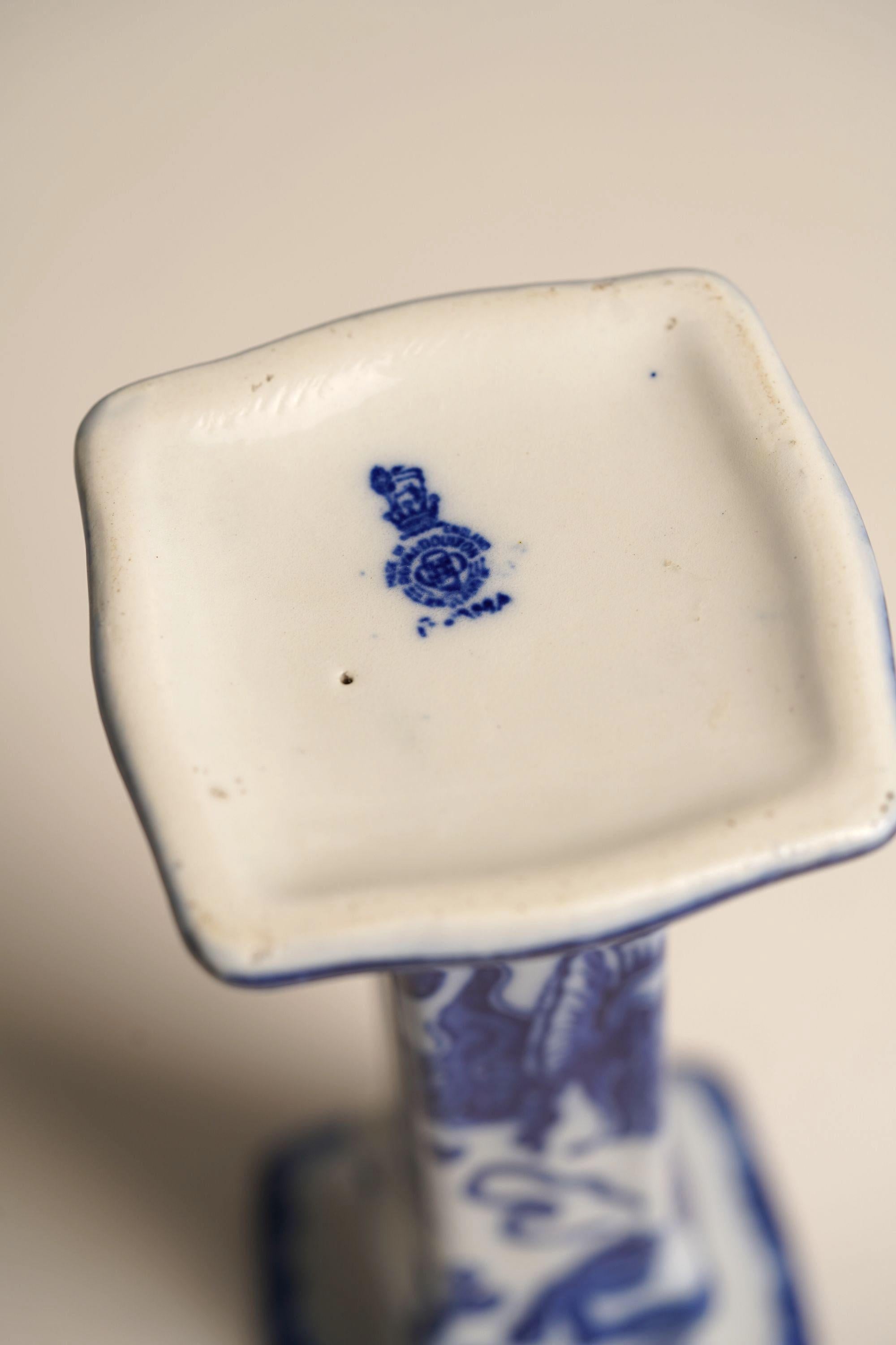 Antique Royal Doulton Hand-painted Porcelain Candle Stands For Sale 2