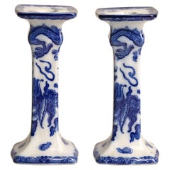 Antique Royal Doulton Hand-painted Porcelain Candle Stands
