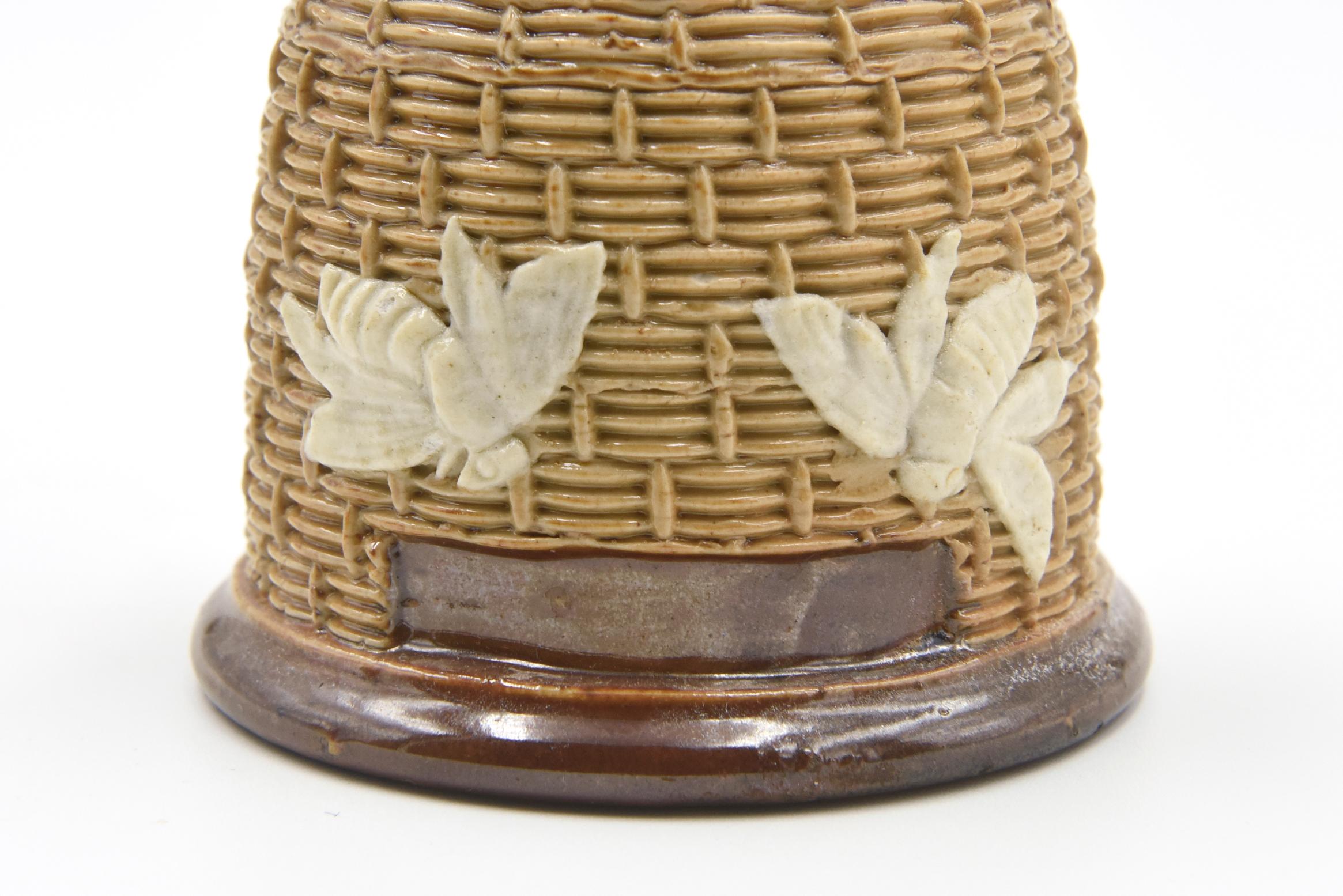 Antique Royal Doulton Lambeth Beehive Bee Match Holder Striker In Excellent Condition In Miami Beach, FL