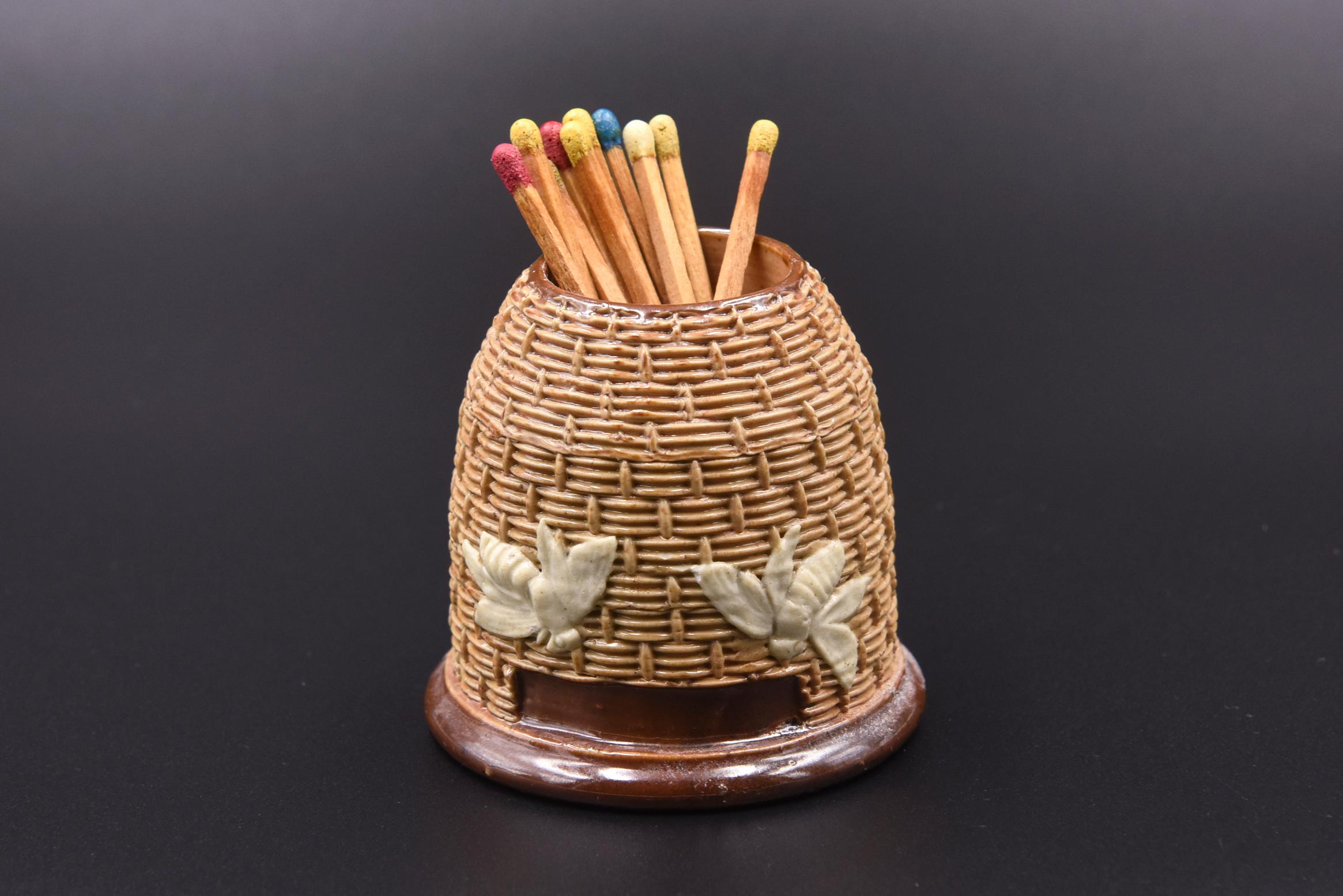Antique Royal Doulton Lambeth Beehive Bee Match Holder Striker 1