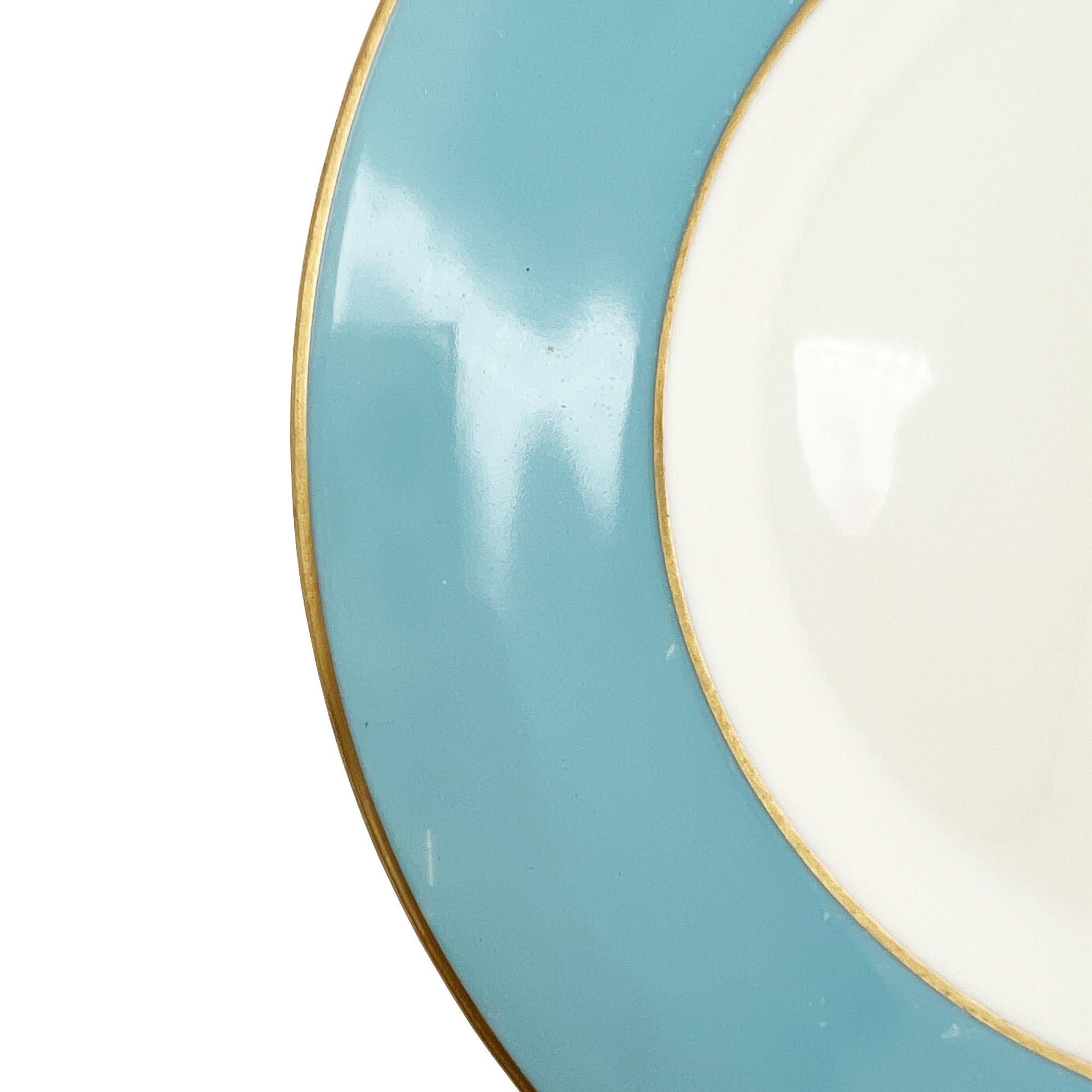 Early 20th Century Antique Royal Doulton Robins Egg Blue and Gold Trinket Dish - 1901 England For Sale