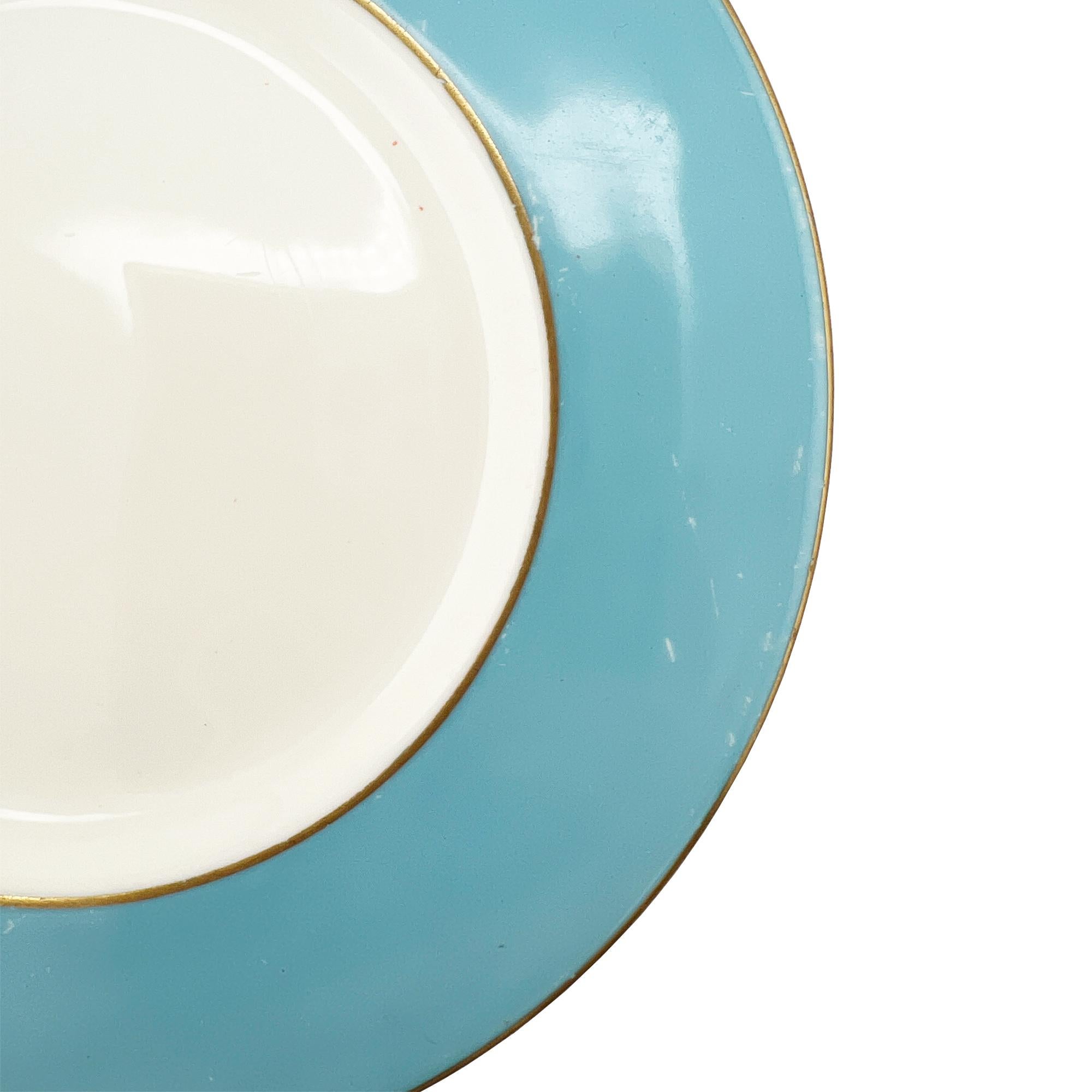 Ceramic Antique Royal Doulton Robins Egg Blue and Gold Trinket Dish - 1901 England For Sale