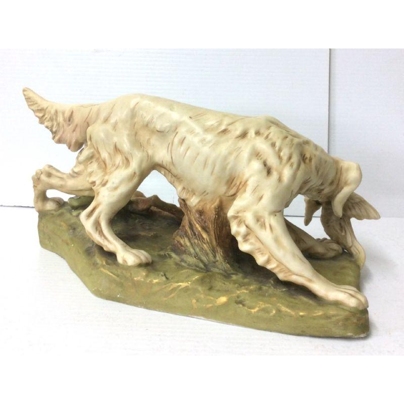 Antique Royal Dux figure of Hunting dog with game

Superb Royal Dux study of an English Setter retriever with game.
Pink triangle,
Measures: 13ins x 6.5ins x 6ins tall
Circa 1900

Declaration: This item is antique. The date of manufacture has