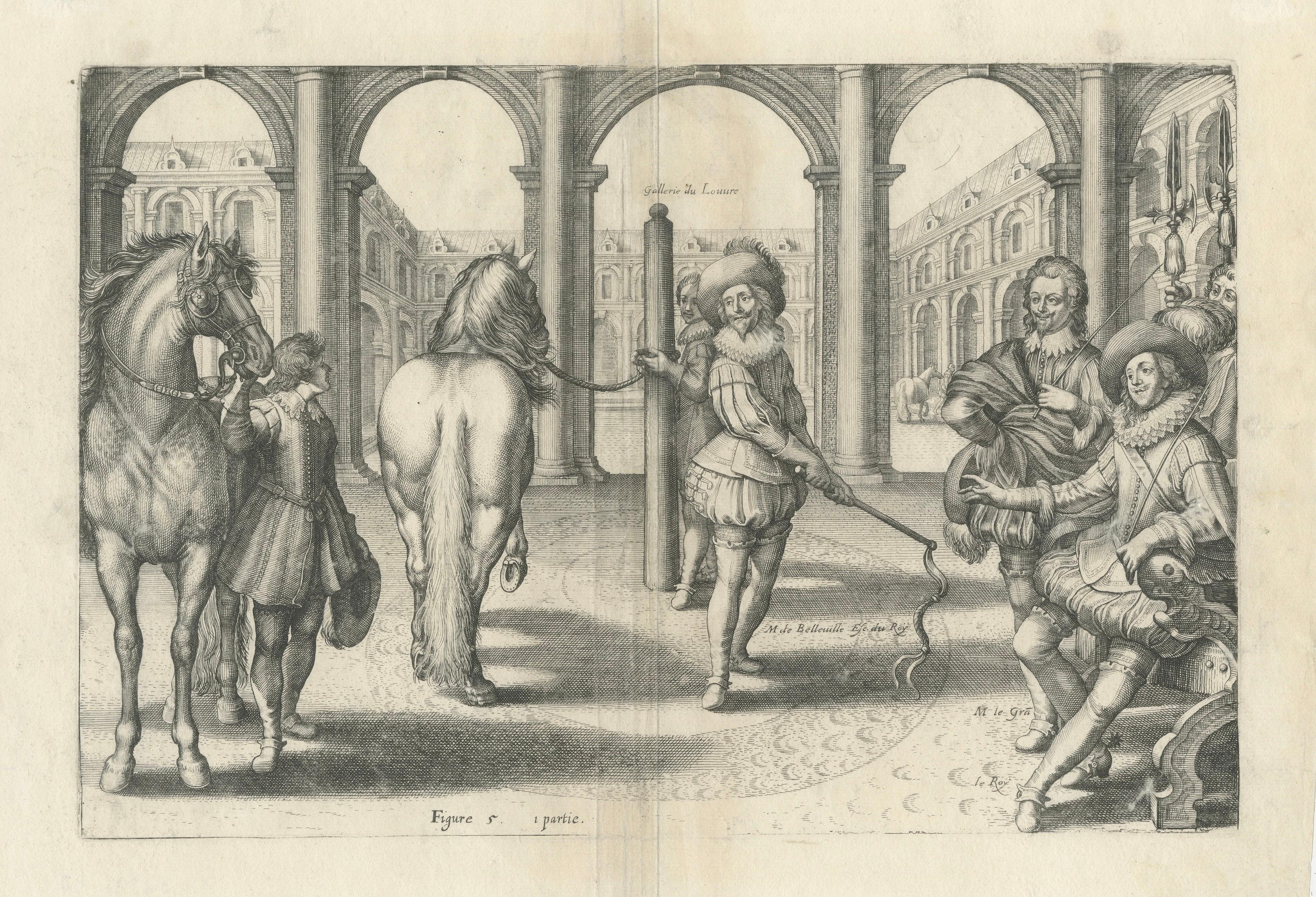 Antique Royal Equestrian Engraving, Le Maneige Royal, France, 1666