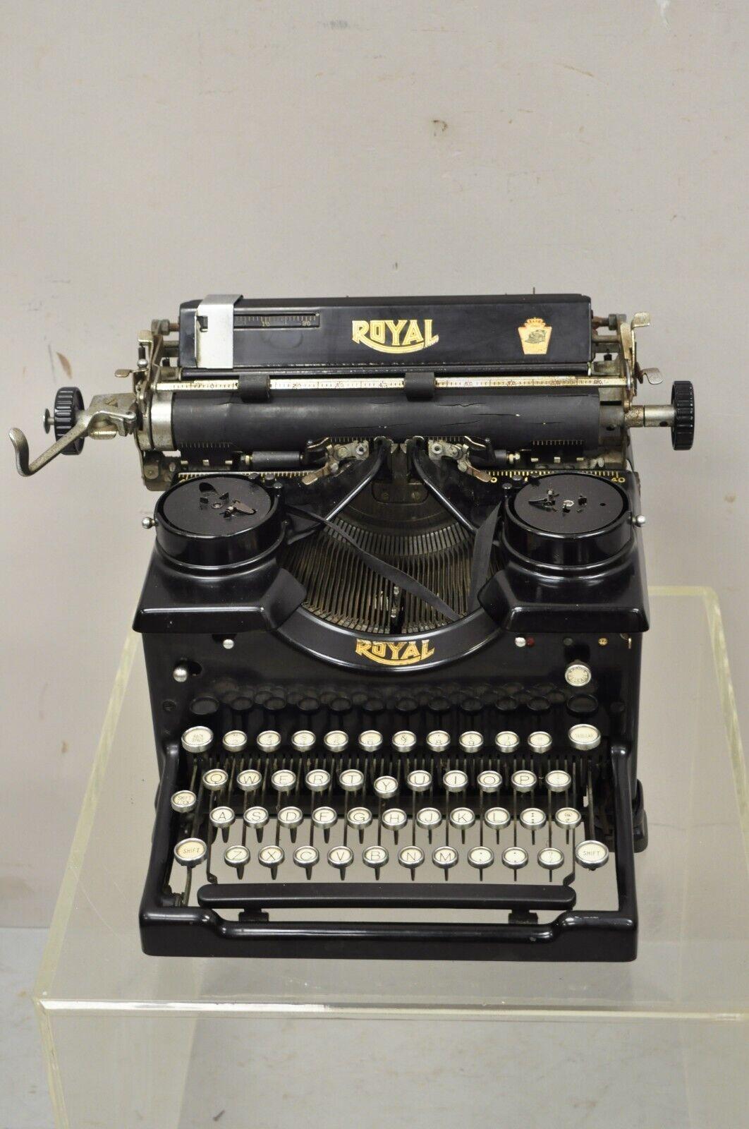 Antique royal model 10 manual typewriter 1930s vintage beveled glass. Item features beveled glass panel(s) (missing 1 piece of glass), very nice antique item, quality American craftsmanship, believed to be 