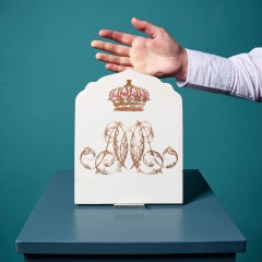 Antique Royal Monogram Glazed Tile