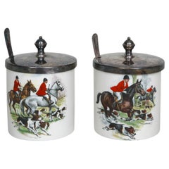 Antique Royal Norfolk Lidded Sugar Bowls with Spoons