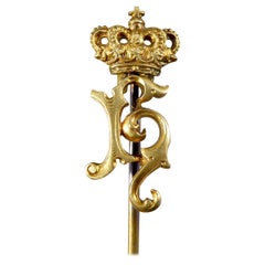 Antique Royal Presentation Stick Pin in 14 Carat Yellow Gold