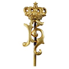 Antique épingle de présentation royale en or jaune 14 carats