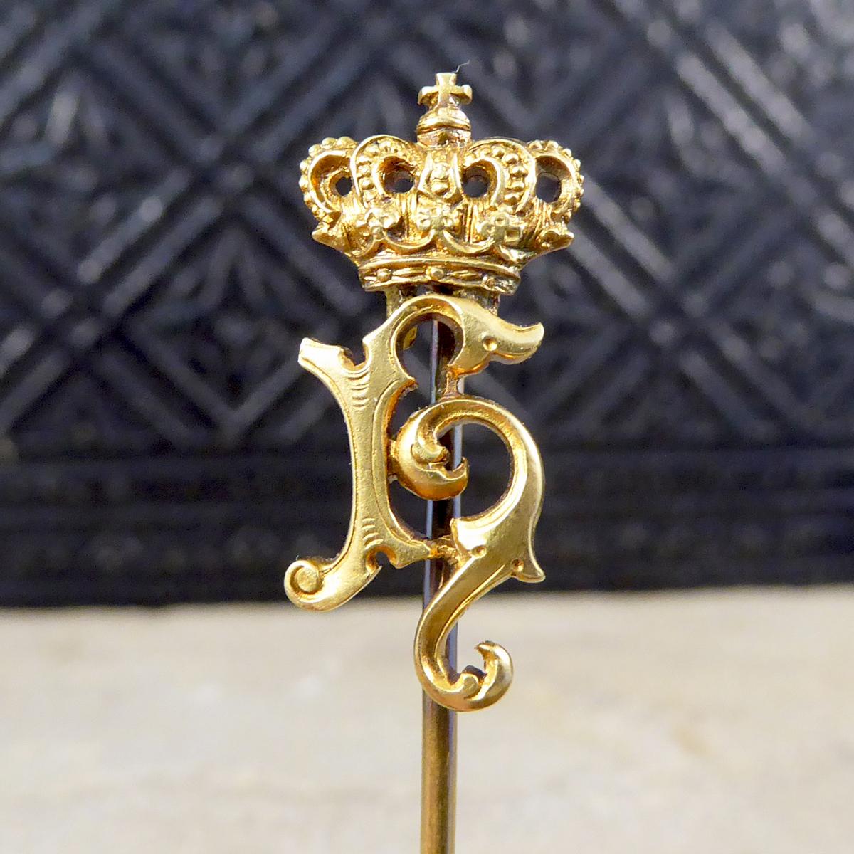Antike königliche Präsentationsnadel aus 14 Karat Gelbgold für Damen oder Herren