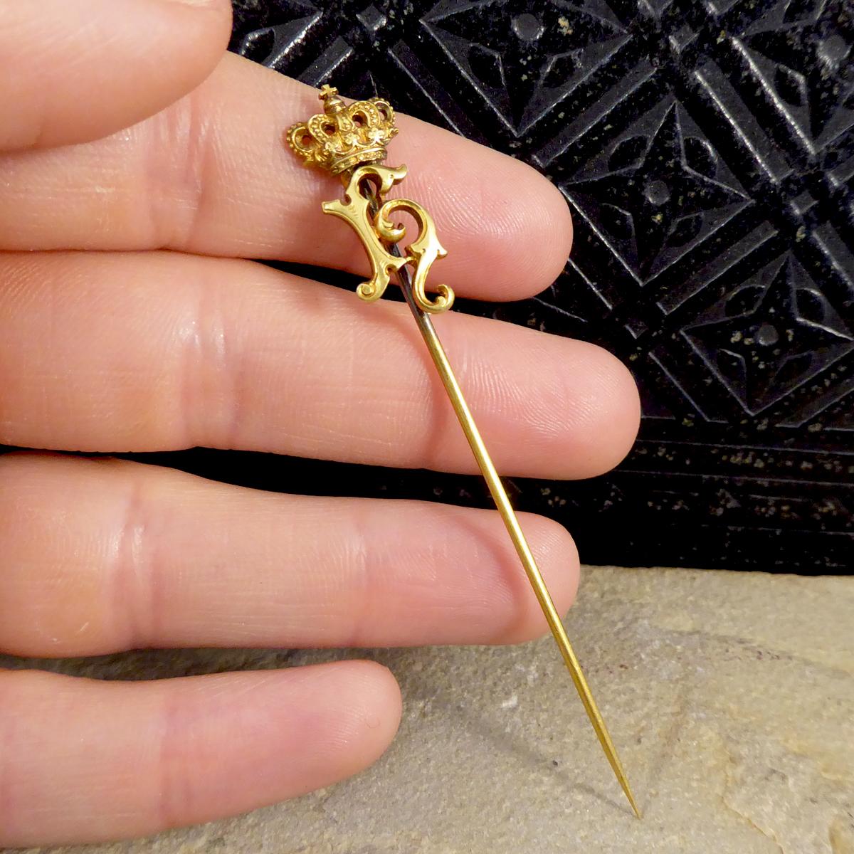 Antike königliche Präsentationsnadel aus 14 Karat Gelbgold 3