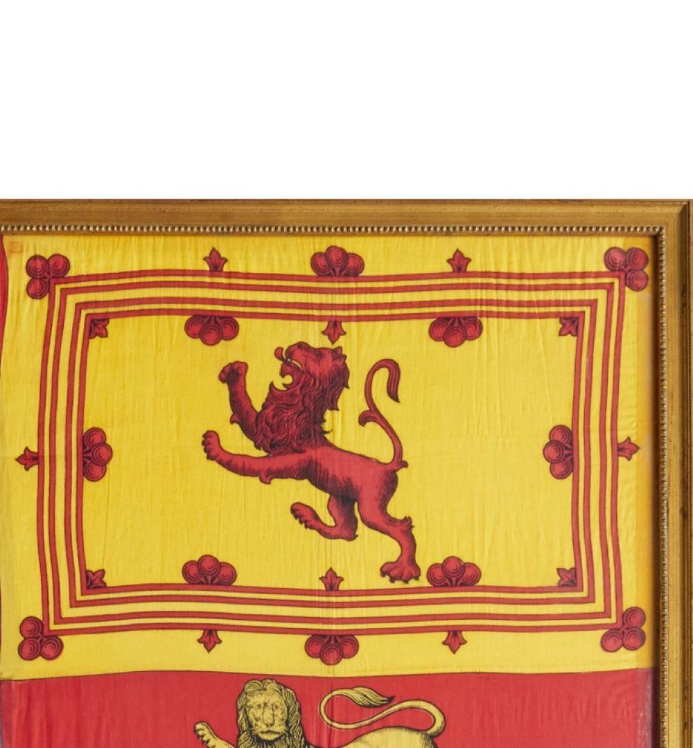 British Colonial Antique Royal Standard of the United Kingdom in Giltwood Frame and Under Glass For Sale