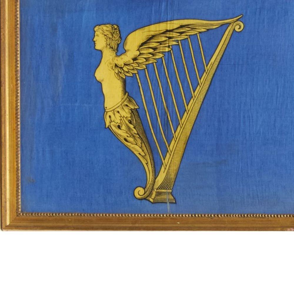 Mid-19th Century Antique Royal Standard of the United Kingdom in Giltwood Frame and Under Glass For Sale