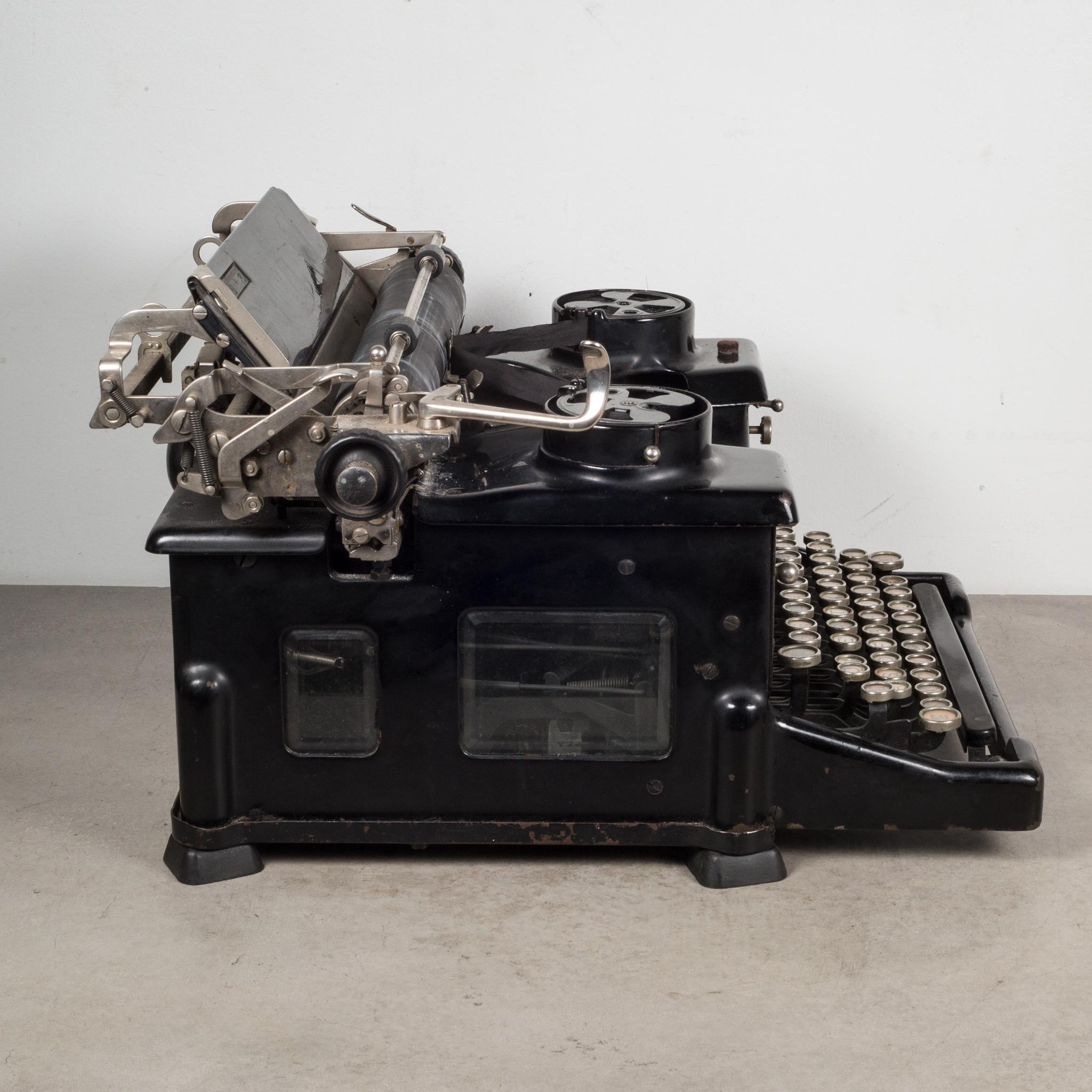 About

An antique Royal Standard typewriter with double glass panels on each side and glass keys with white letters. (The double glass panels were first used for this model.) This typewriter has smooth typing and the space bar function well. The