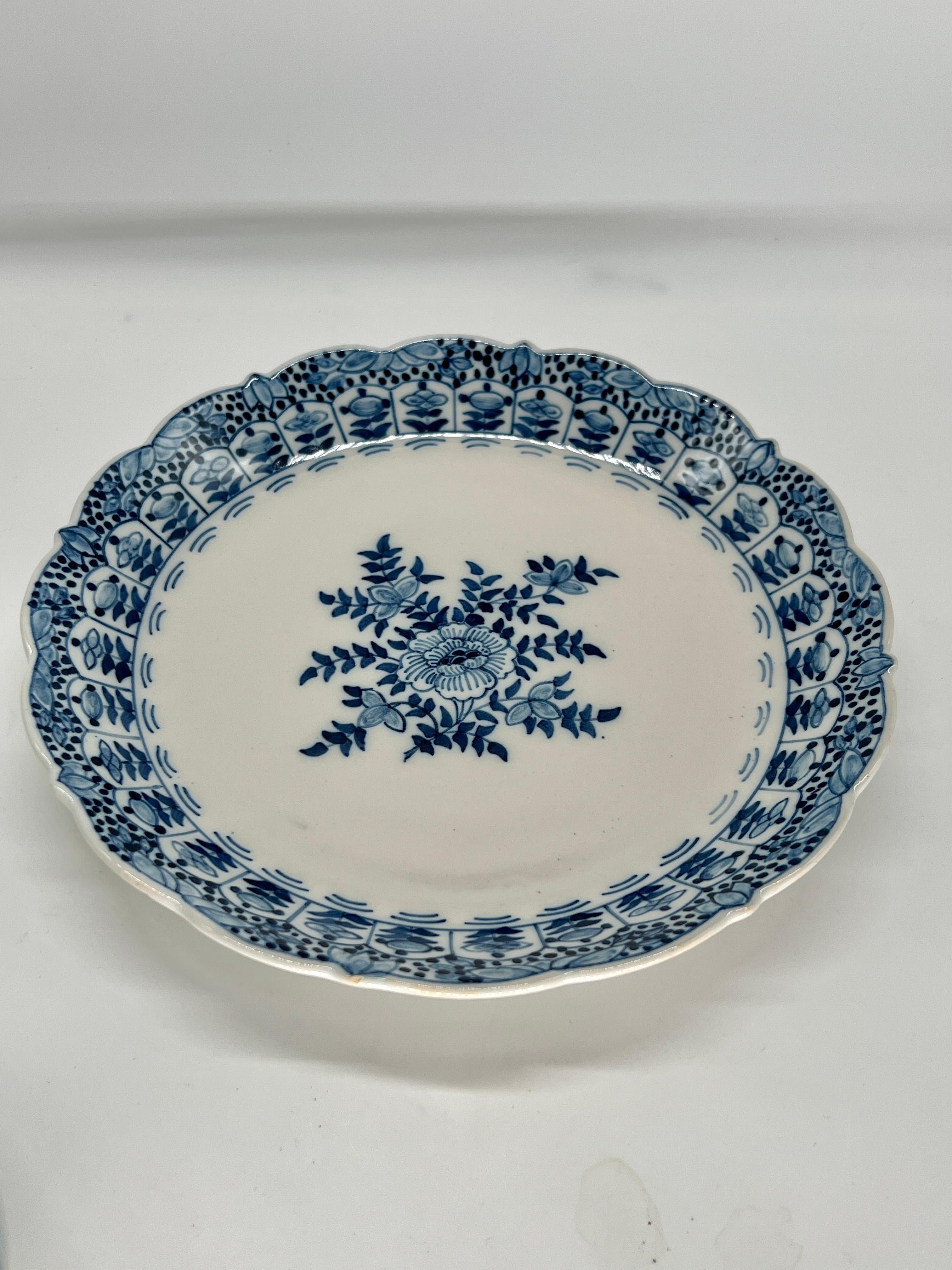 Dutch Antique Royal Tichelaar Makkum Delft Faience Fruit Strainer Blue & White 2Pc. For Sale