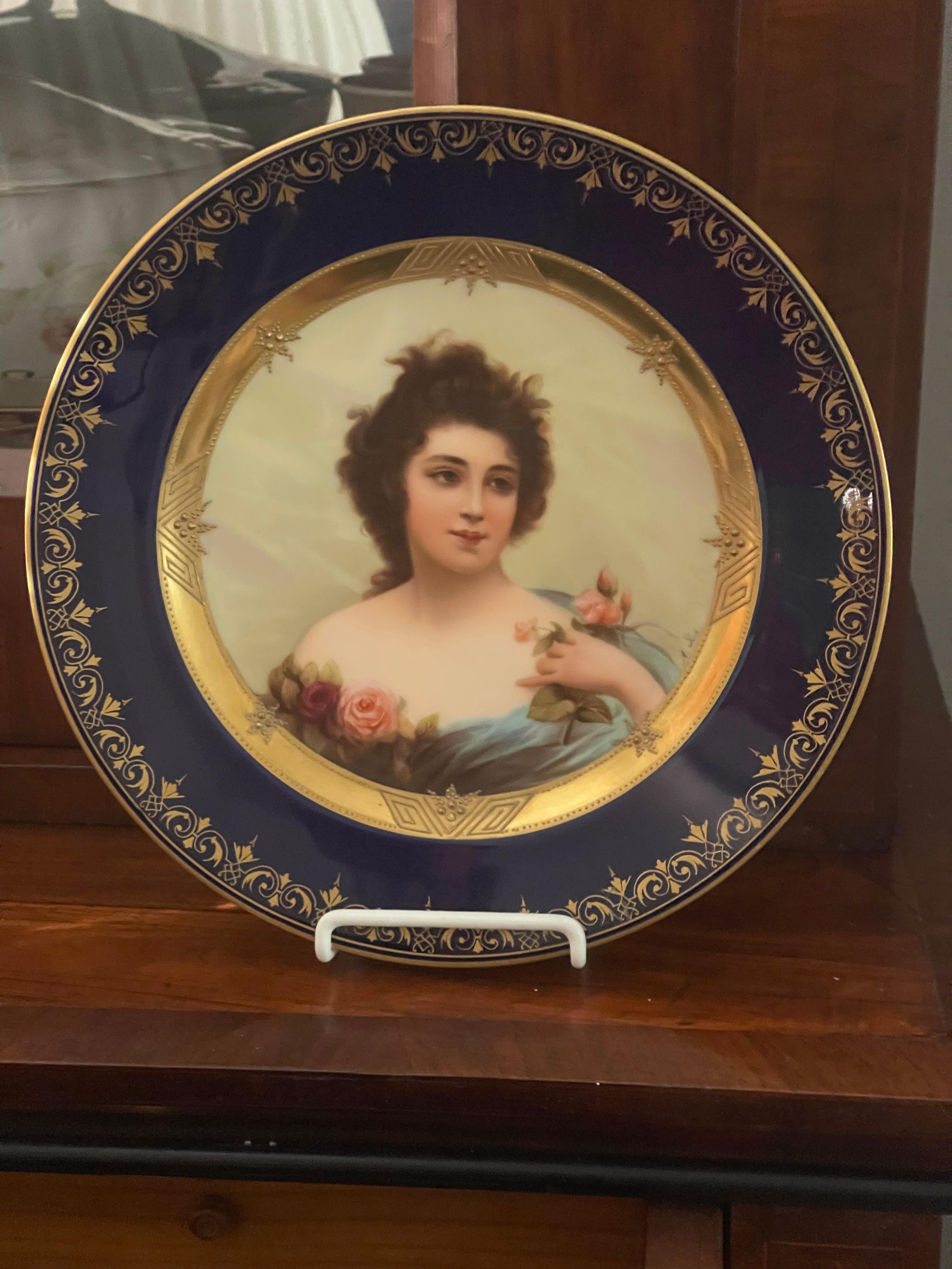 Placa antigua de retrato de gabinete real de Viena en venta 3