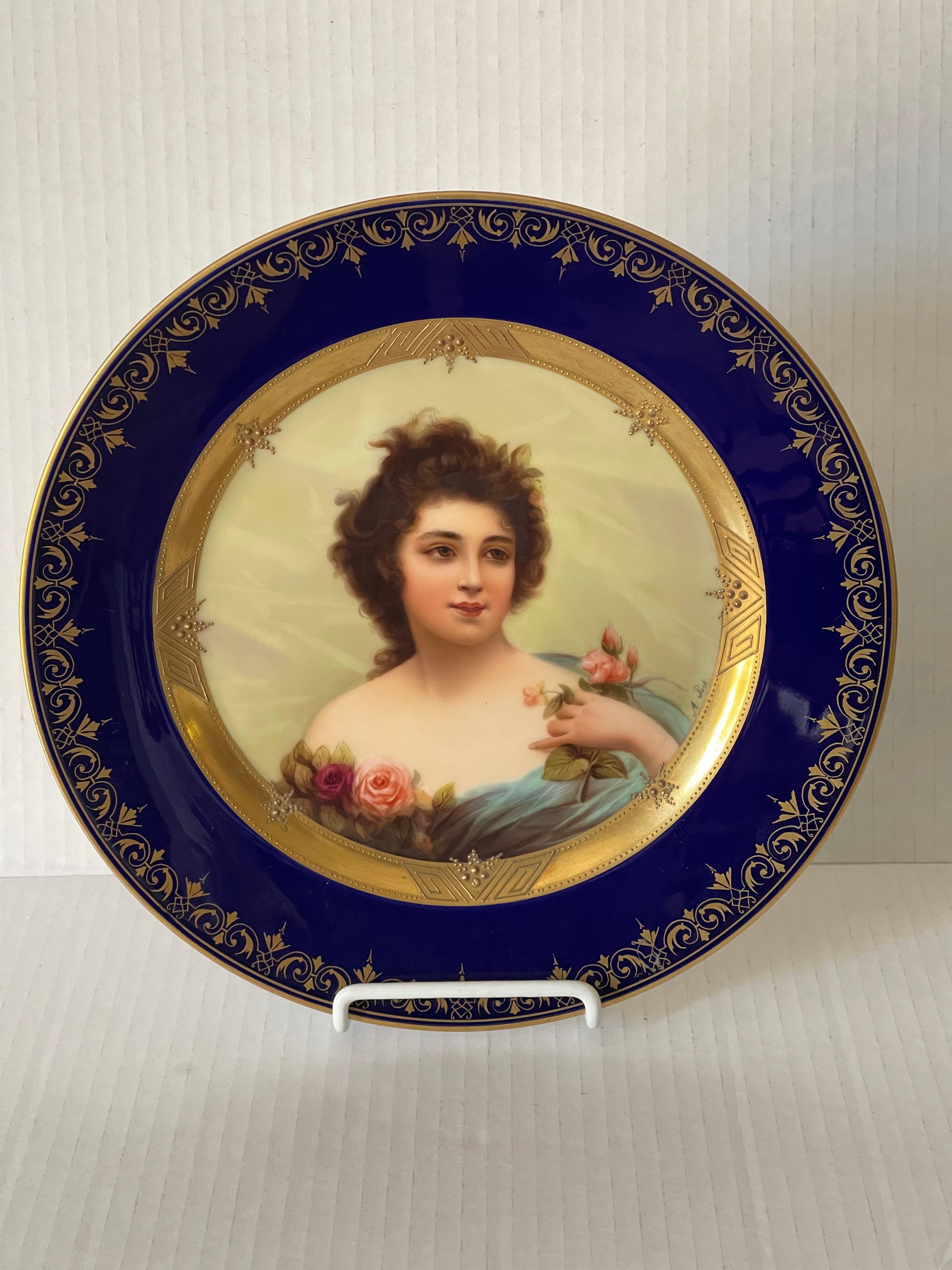Placa antigua de retrato de gabinete real de Viena Biedermeier en venta