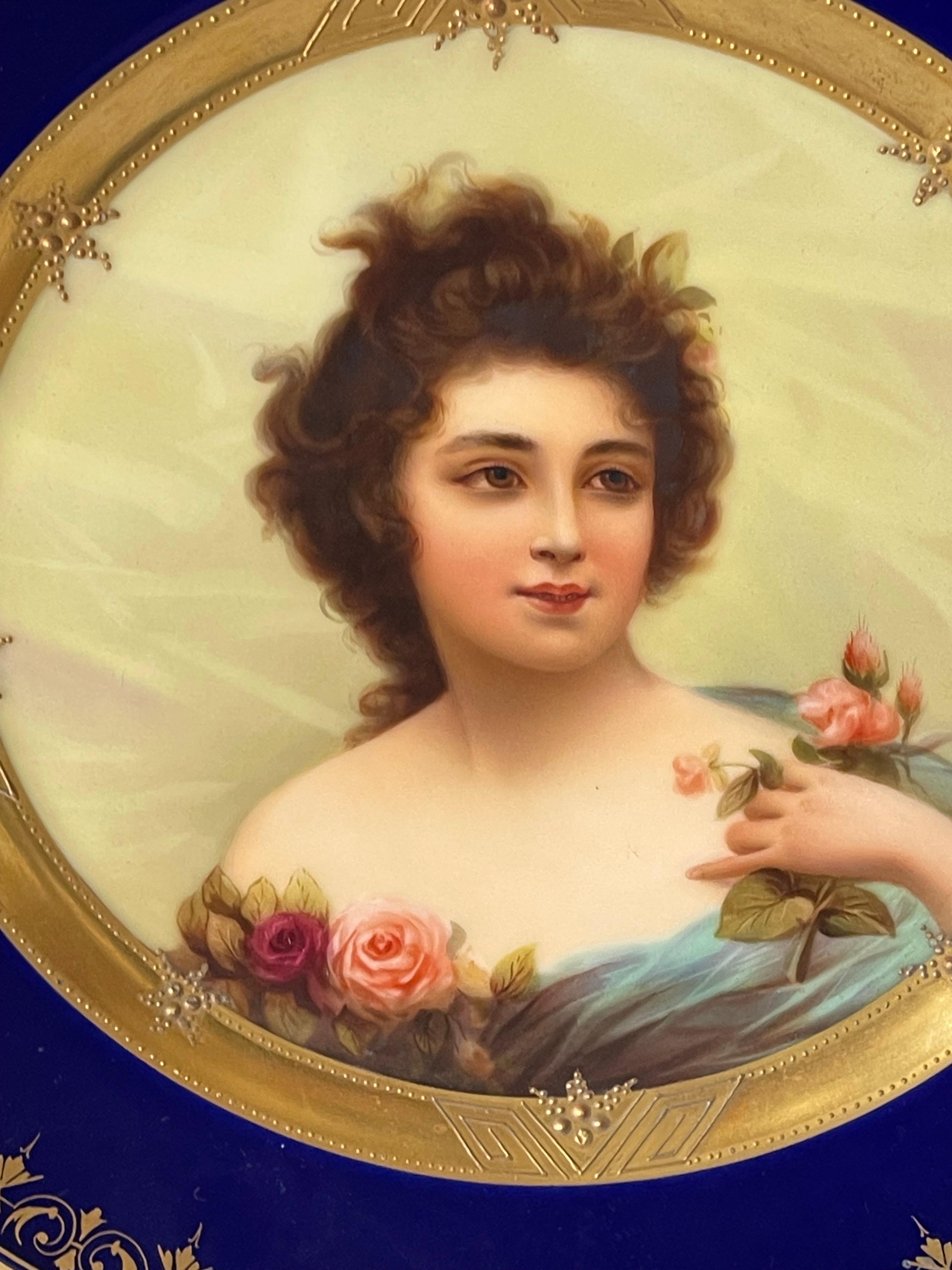 Placa antigua de retrato de gabinete real de Viena en Bueno estado para la venta en Boca Raton, FL