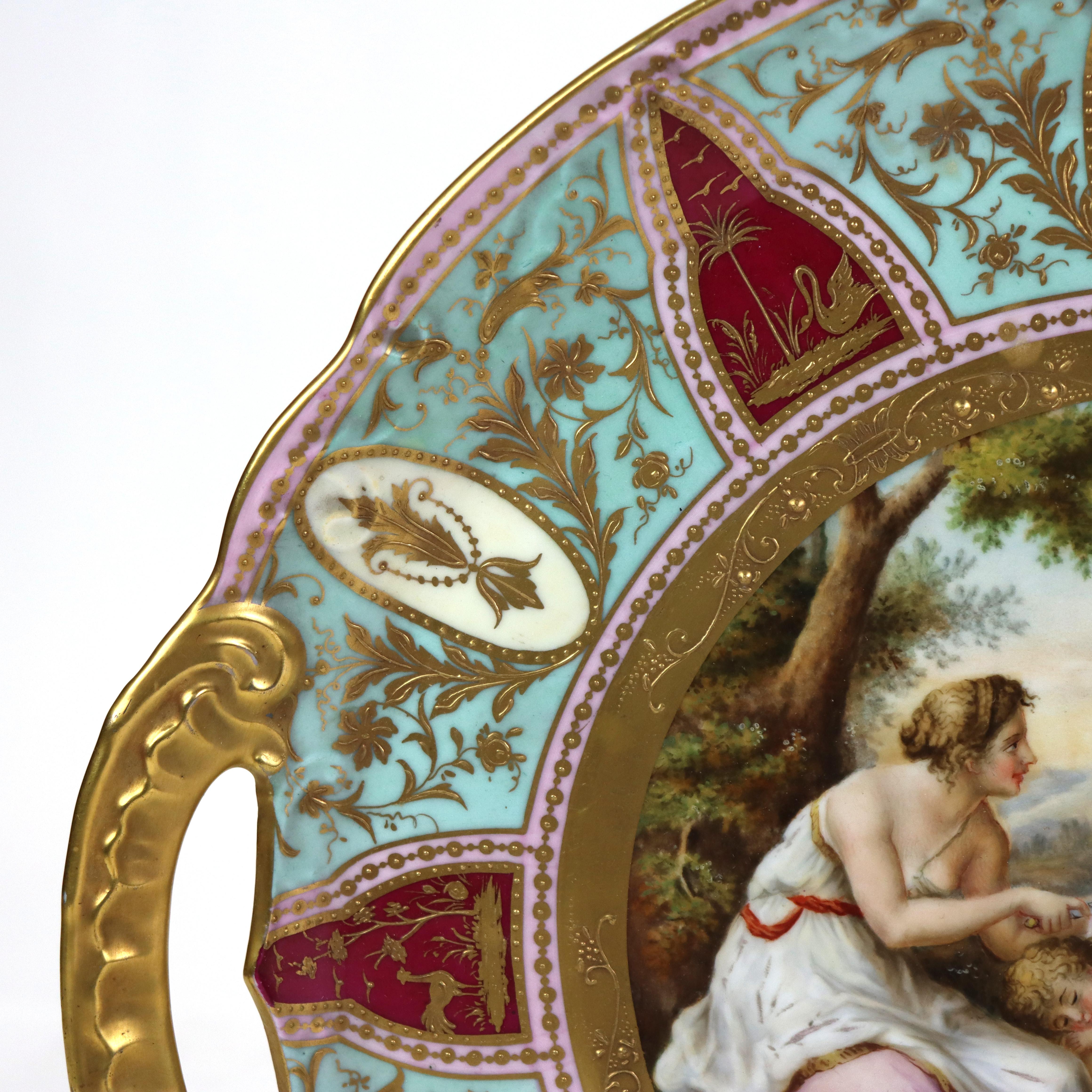 Antique Royal Vienna Cupido & Cephisa Porcelain Double Handled Charger C1890 For Sale 1