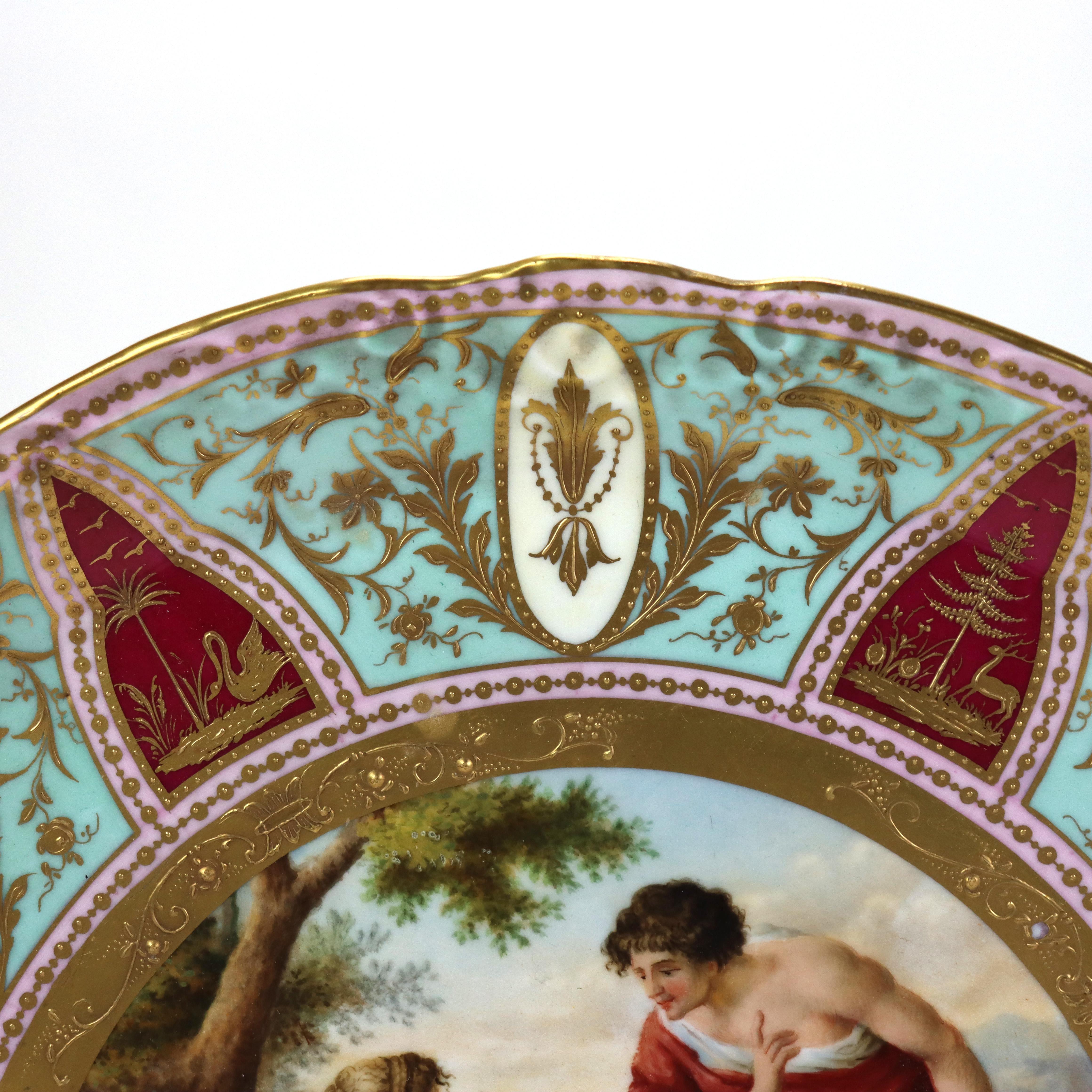 Antique Royal Vienna Cupido & Cephisa Porcelain Double Handled Charger C1890 For Sale 2