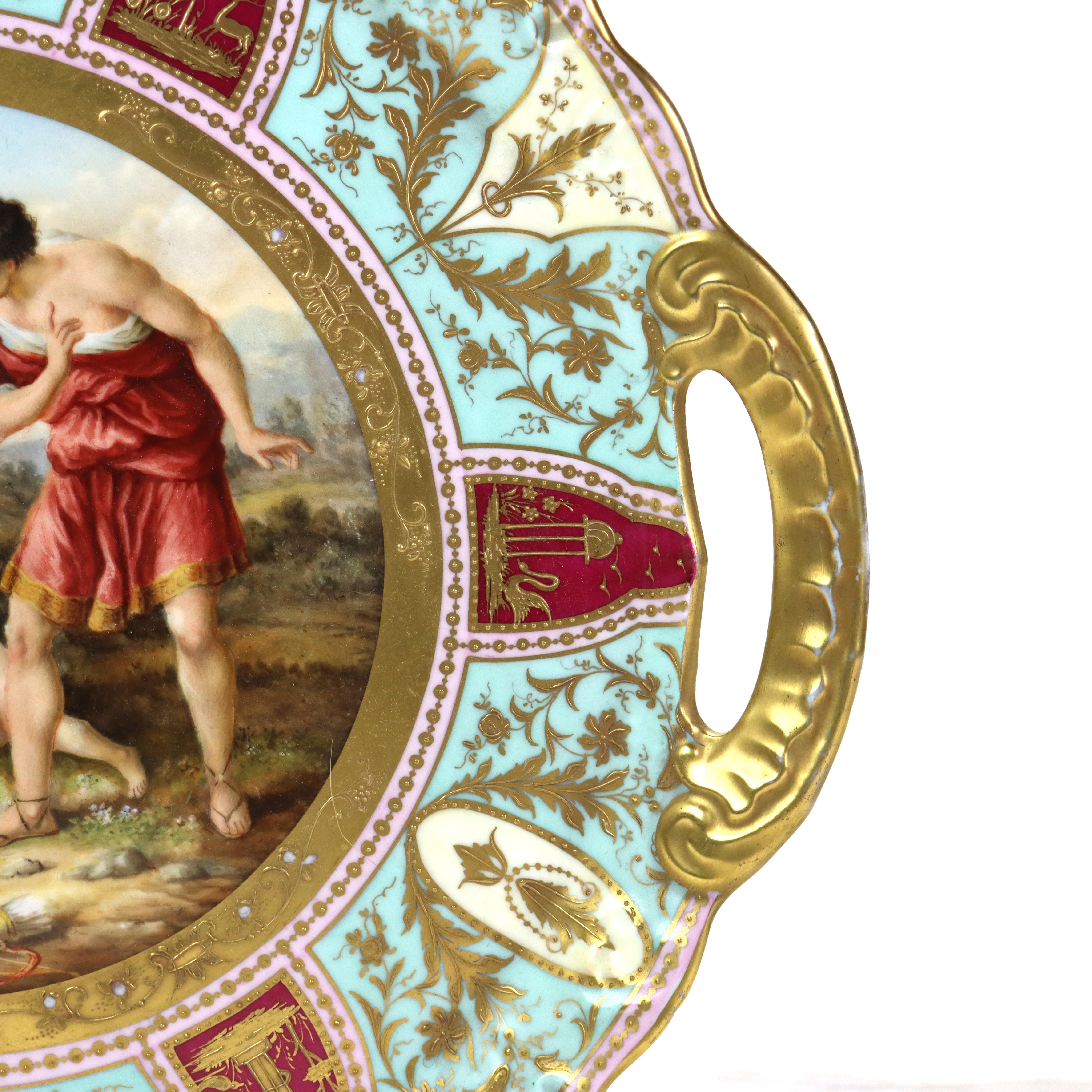 Antique Royal Vienna Cupido & Cephisa Porcelain Double Handled Charger C1890 For Sale 3