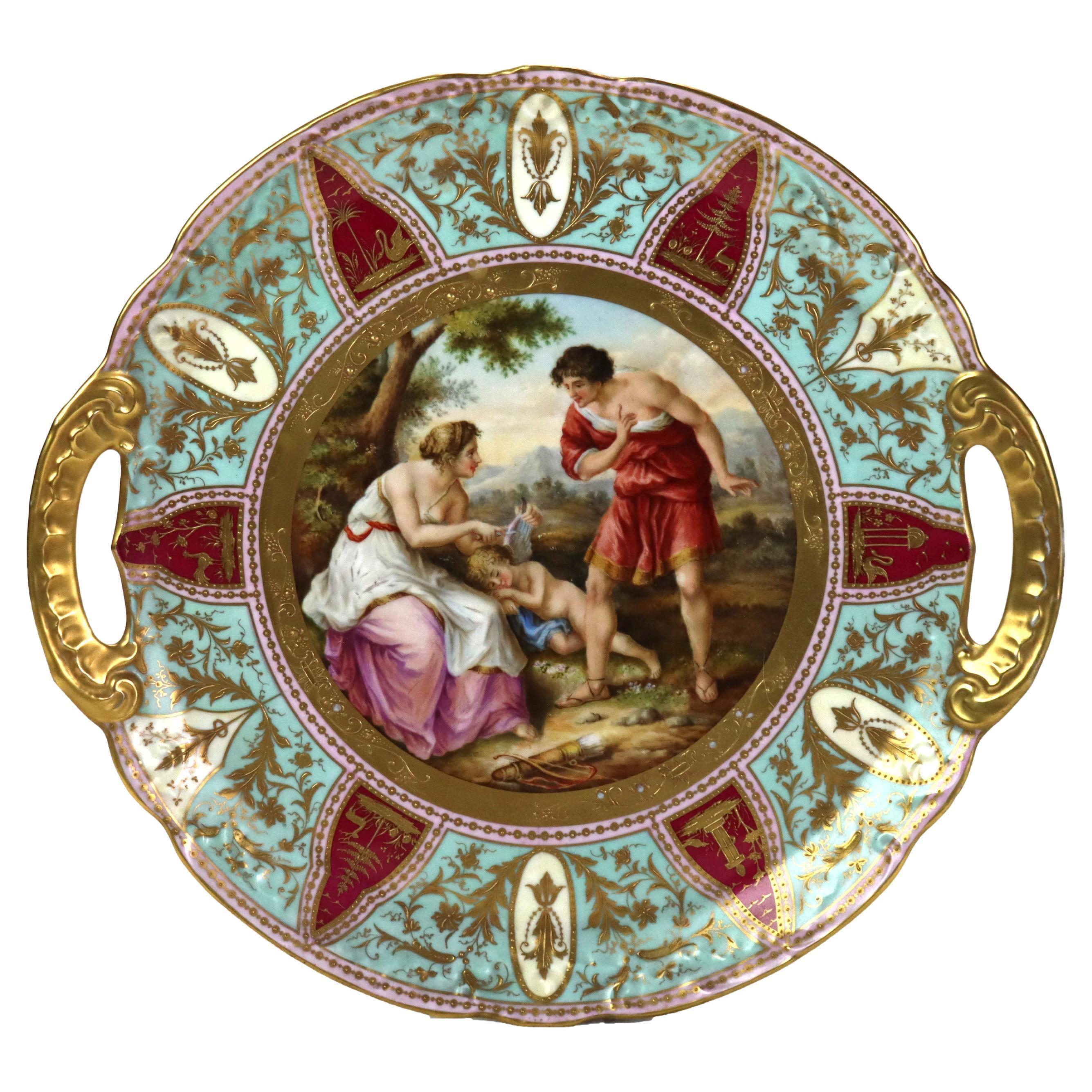 Antico Caricatore a doppio manico in porcellana Royal Vienna Porcelain e Cephisa C1890
