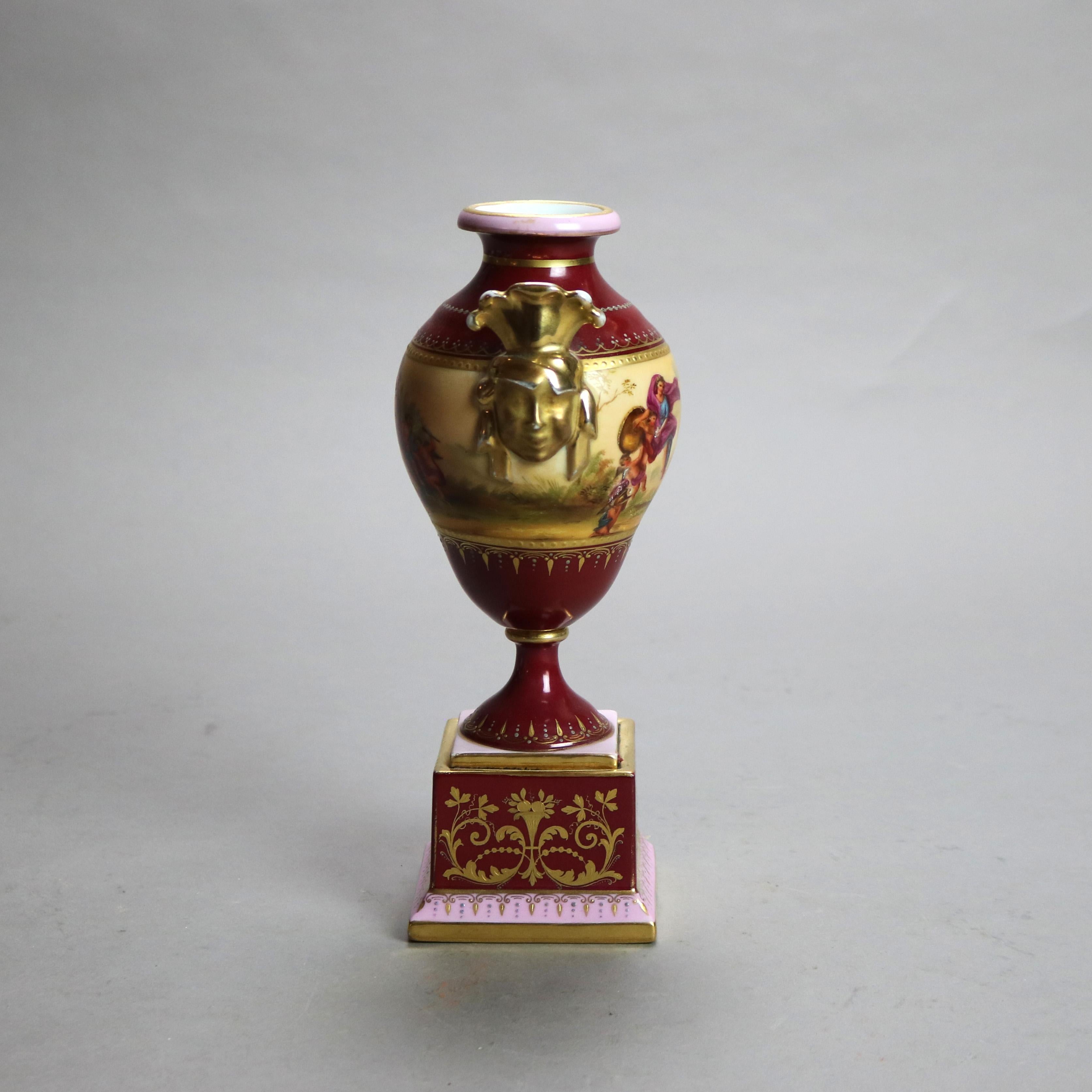 Antigua urna de porcelana pintada a mano y dorada Royal Vienna Porcelain C1890 en Bueno Estado en Big Flats, NY