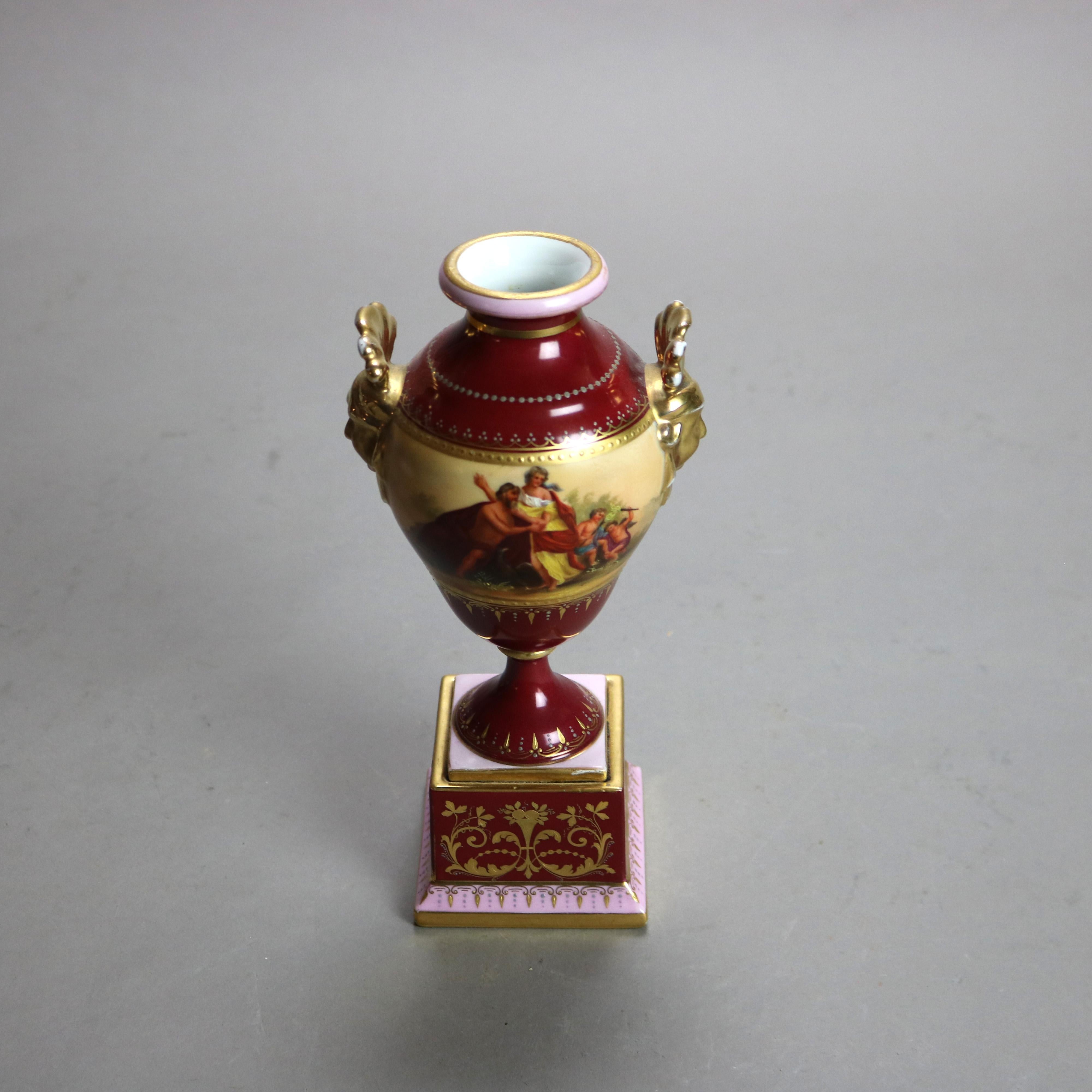 Antigua urna de porcelana pintada a mano y dorada Royal Vienna Porcelain C1890 2