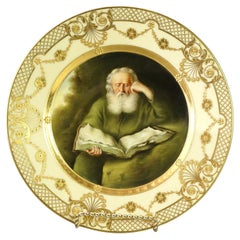 Antique Royal Vienna Fraurueth Porcelain Portrait Plate with Gilt Border C1890