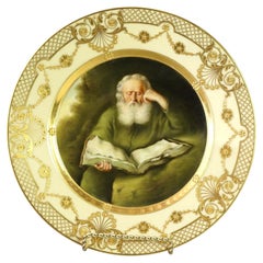 Antique Royal Vienna Fraurueth Porcelain Portrait Plate with Gilt Border C1890