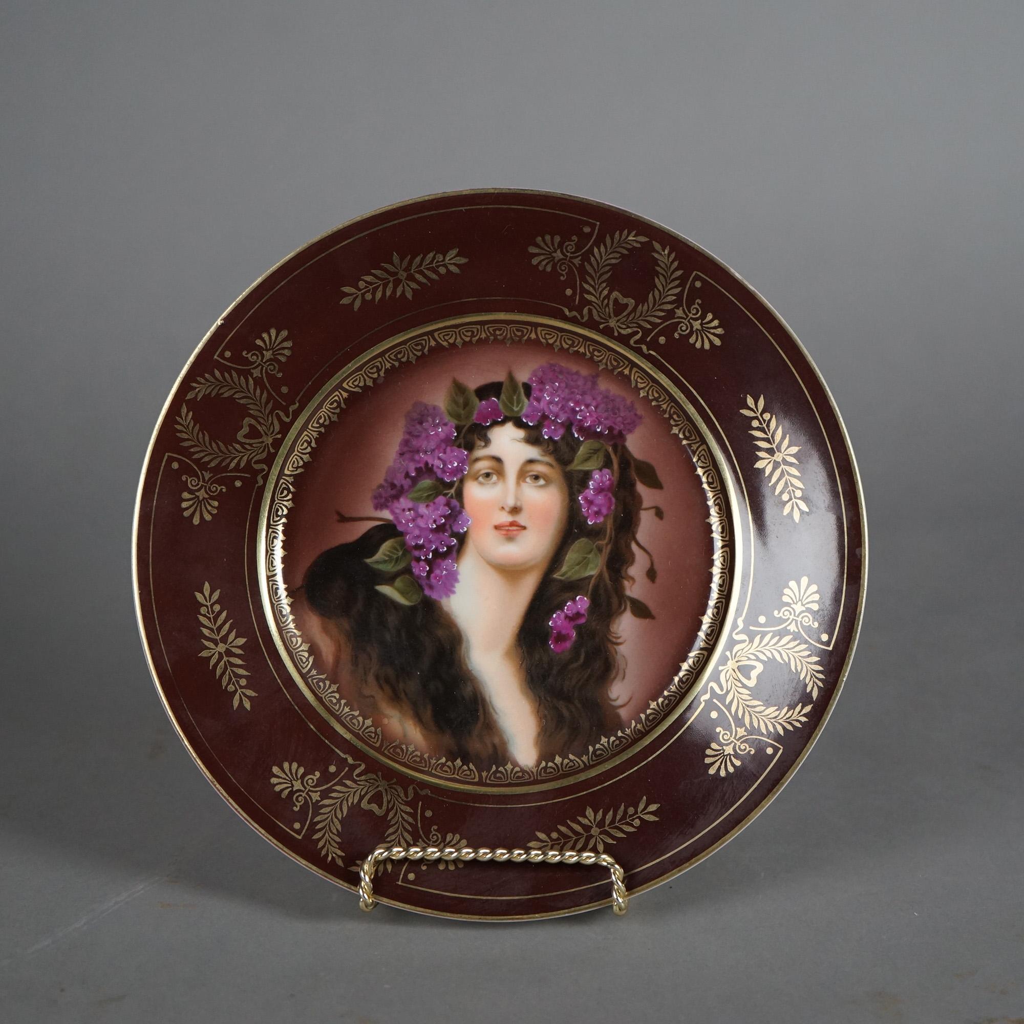 Antique Royal Vienna Hand Painted & Gilt Porcelain Portrait Plate with Woman C1900

Measures - 1