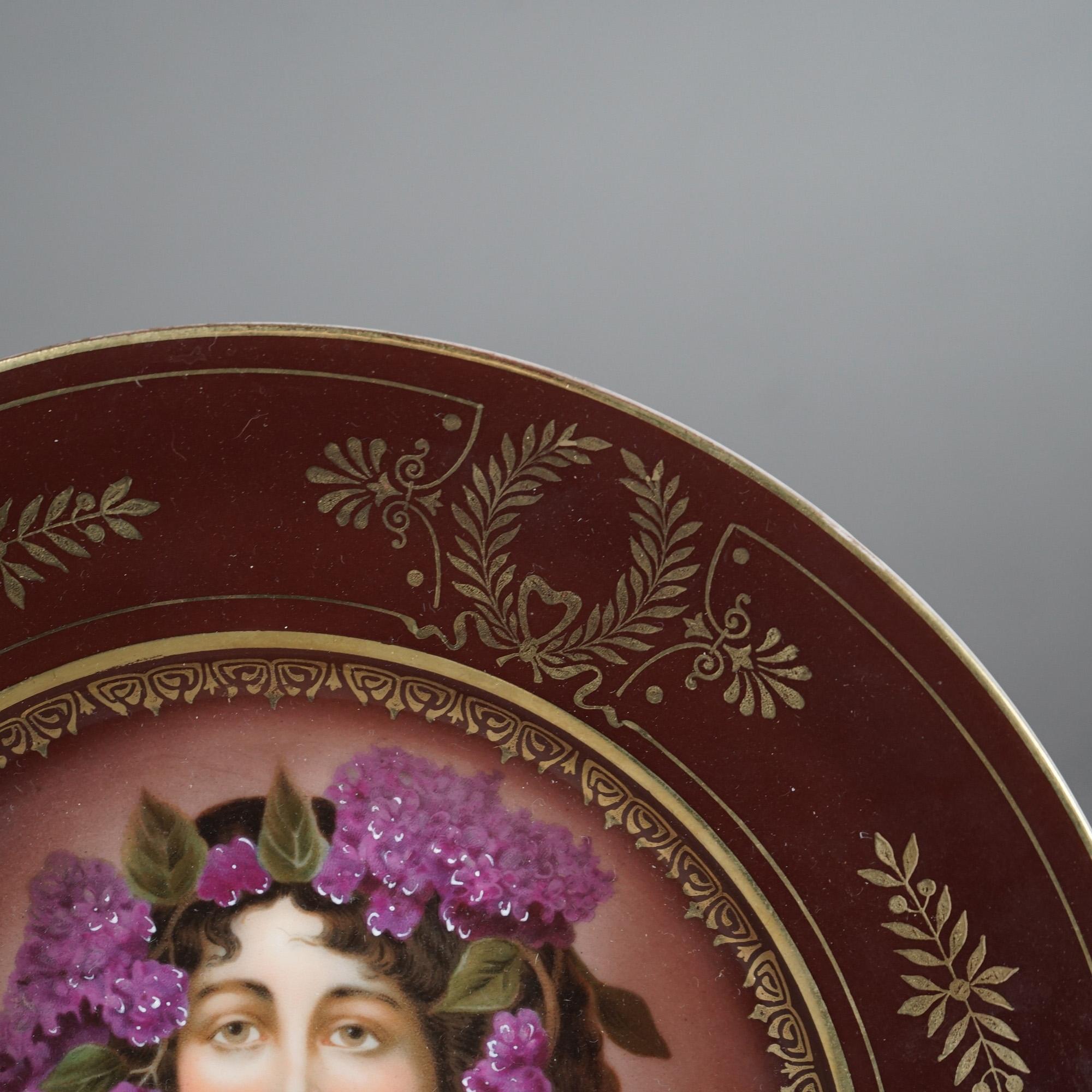 Antique Royal Vienna Hand Painted & Gilt Porcelain Portrait Plate C1900 1