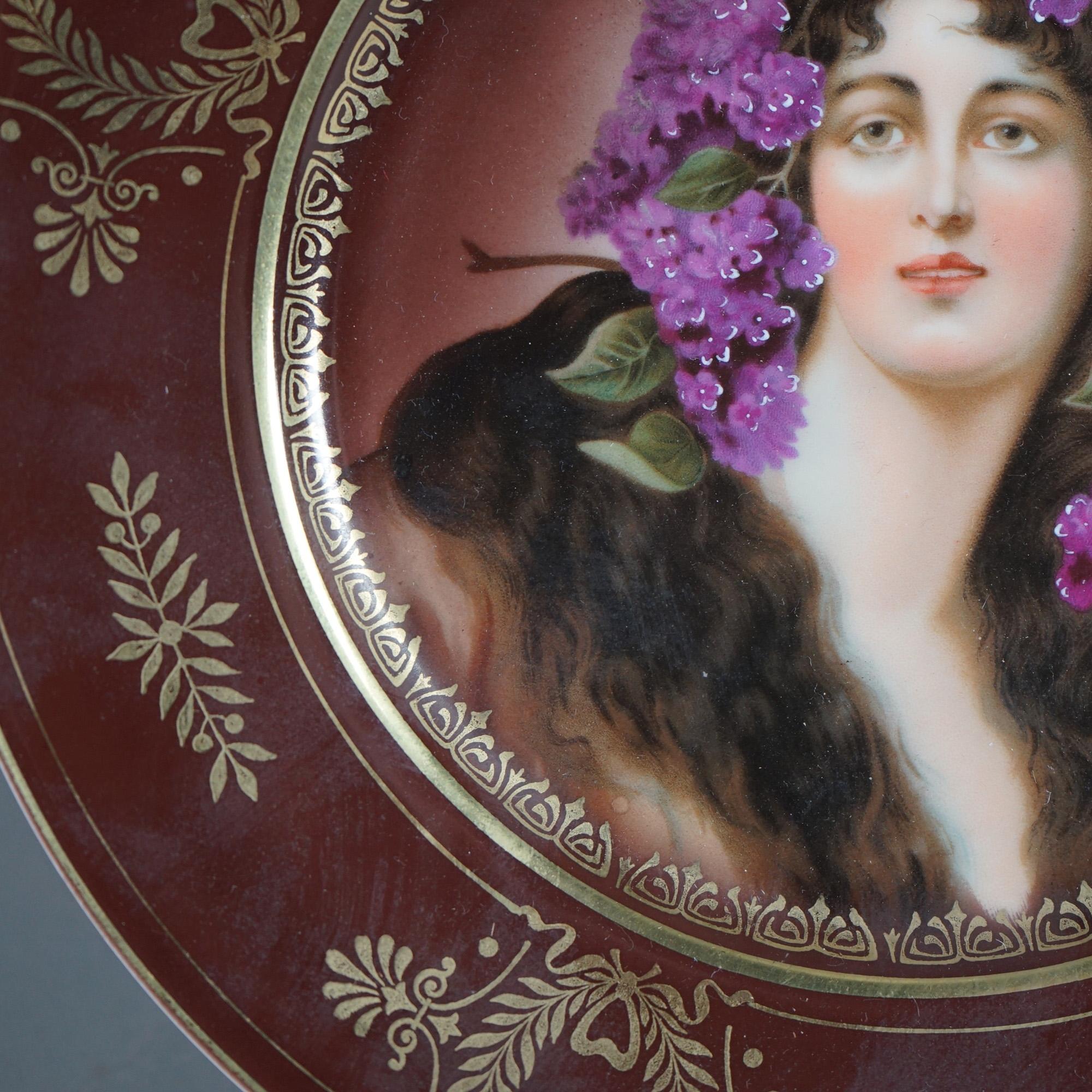 Antique Royal Vienna Hand Painted & Gilt Porcelain Portrait Plate C1900 2